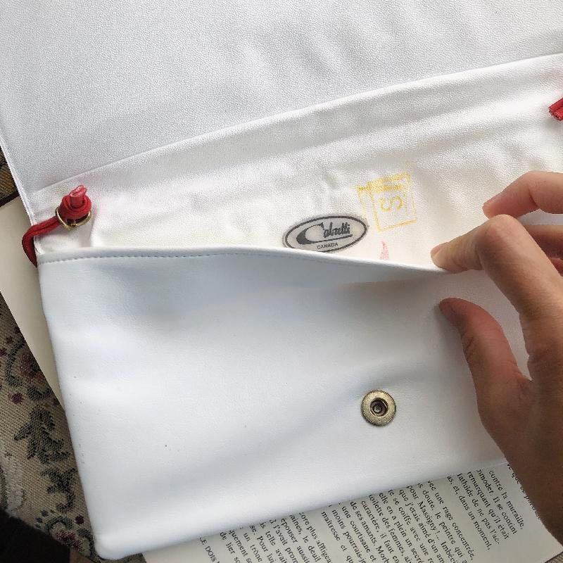 Vintage C.a. 1960-70s Canada Cabretti Red & White Ribbon Two Way Clutch/Shoulder Envelope Bag(MT1789)