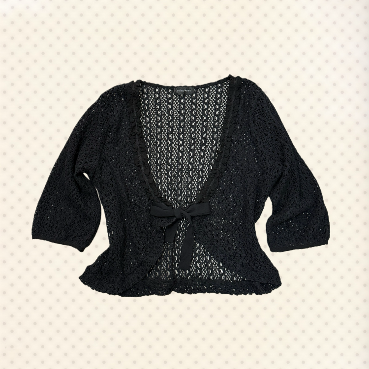 [On Sale] Tie-Front Crochet Cardigan
