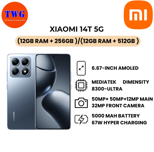 XIAOMI 14T 5G (12gb ram + 256GB )/(12gb ram + 512GB ) with free gift 100% ORIGINAL MALAYSIA