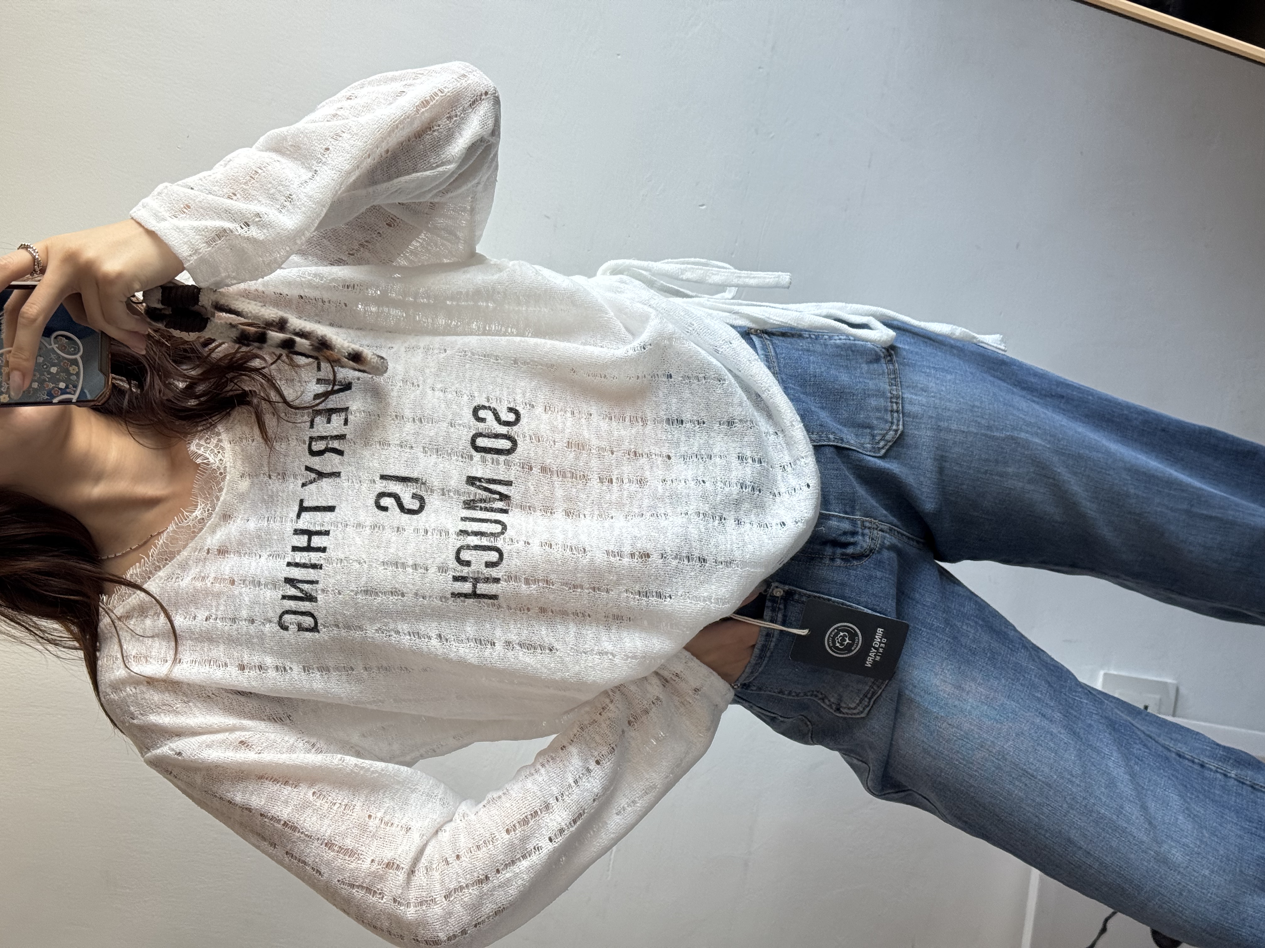 針織英文字側束Top