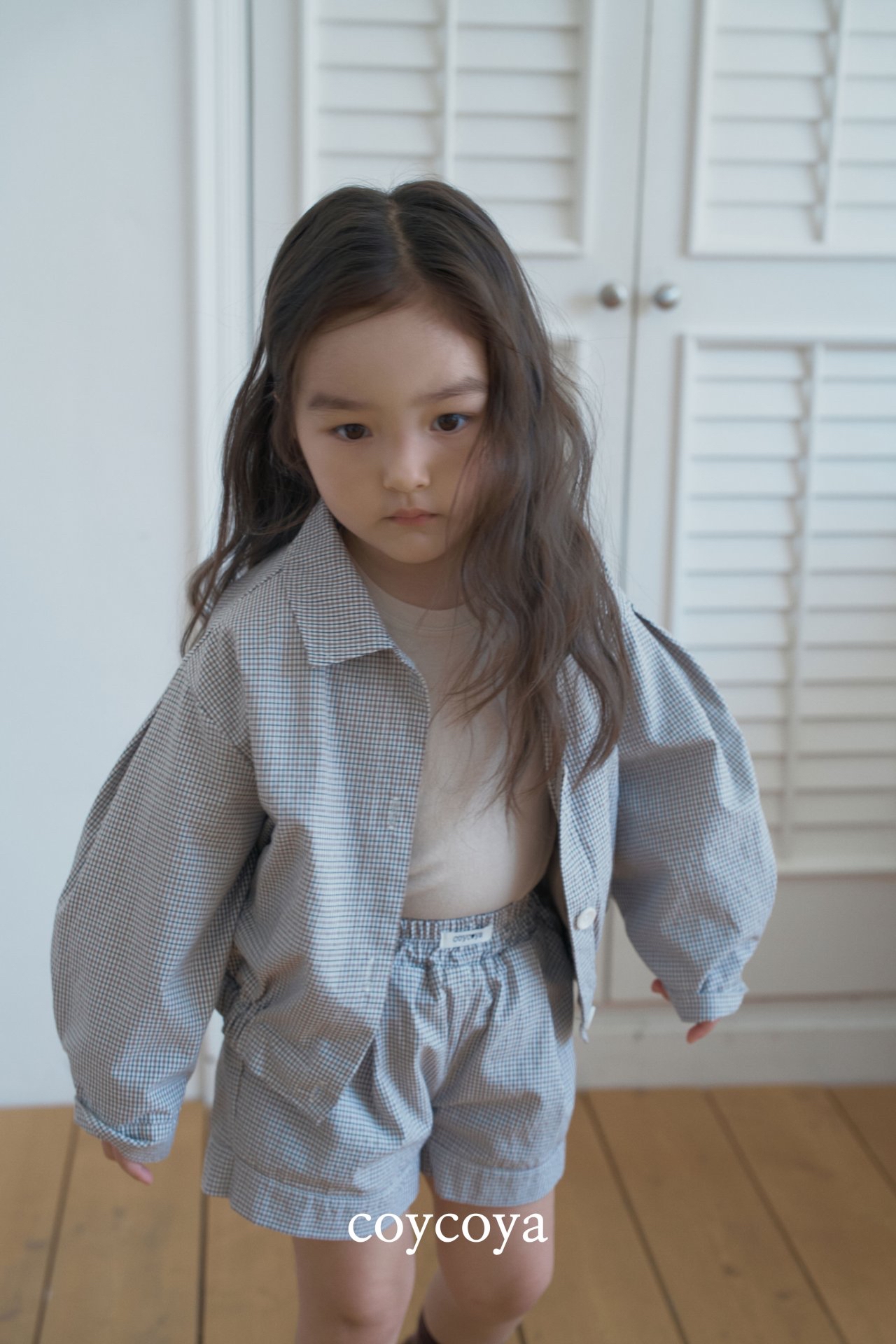 🌸預訂 韓國直送🌸🇰🇷COYCOYA兩色格紋寬鬆翻領襯衫開襟外套