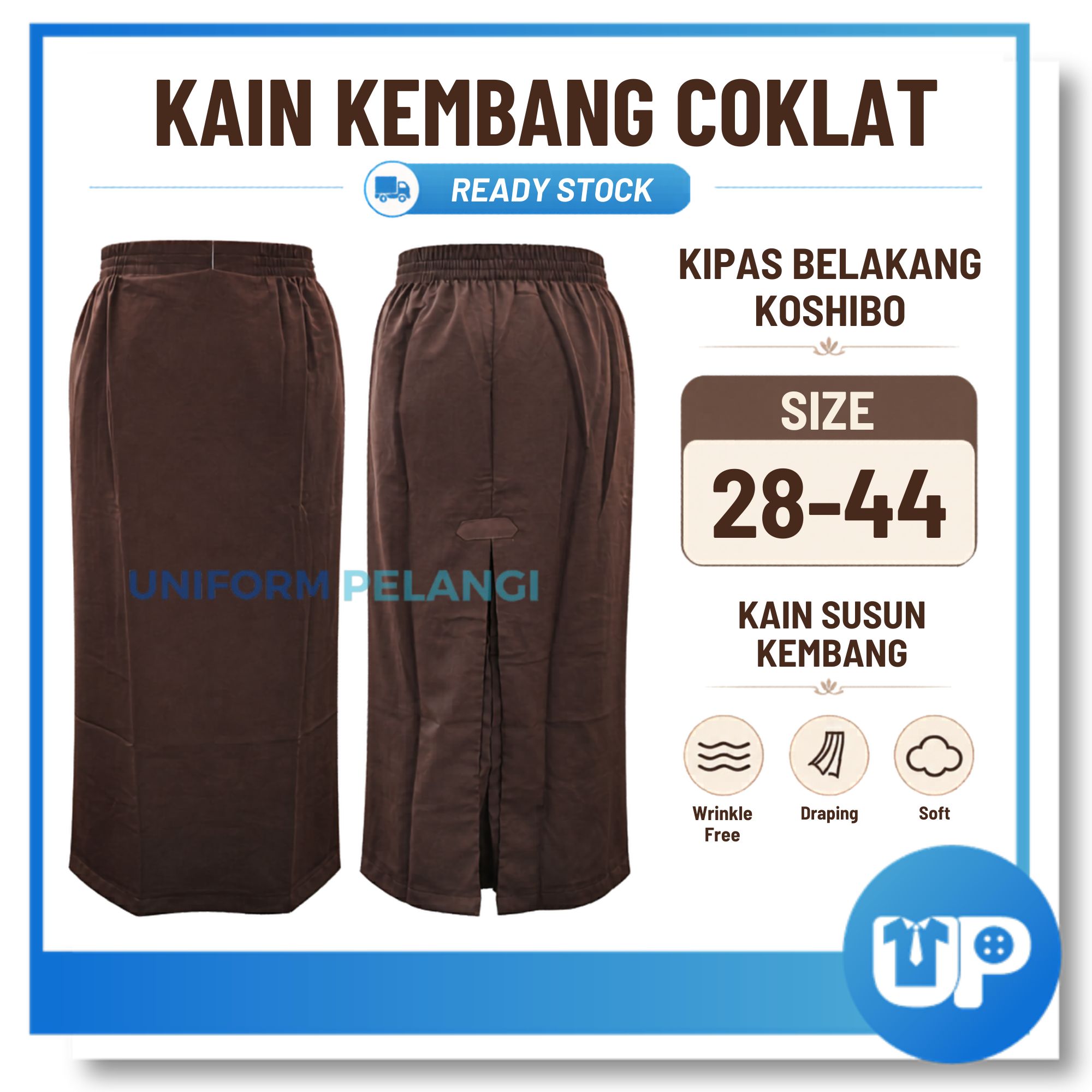 Kain Kembang Pengawas Coklat Sekolah Material Koshibo Kipas Belakang Susun Belakang