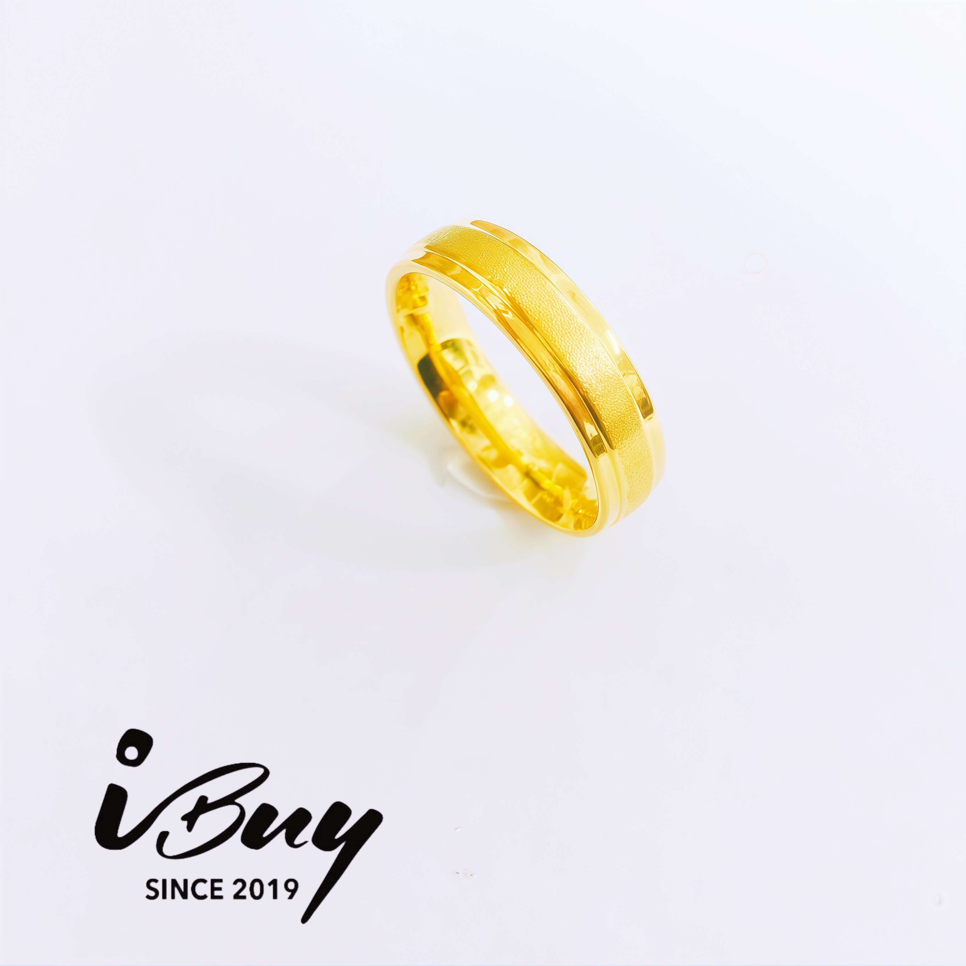916 HARD GOLD TRI-GROOVE MATTE RING 916 硬金 三生三世戒指
