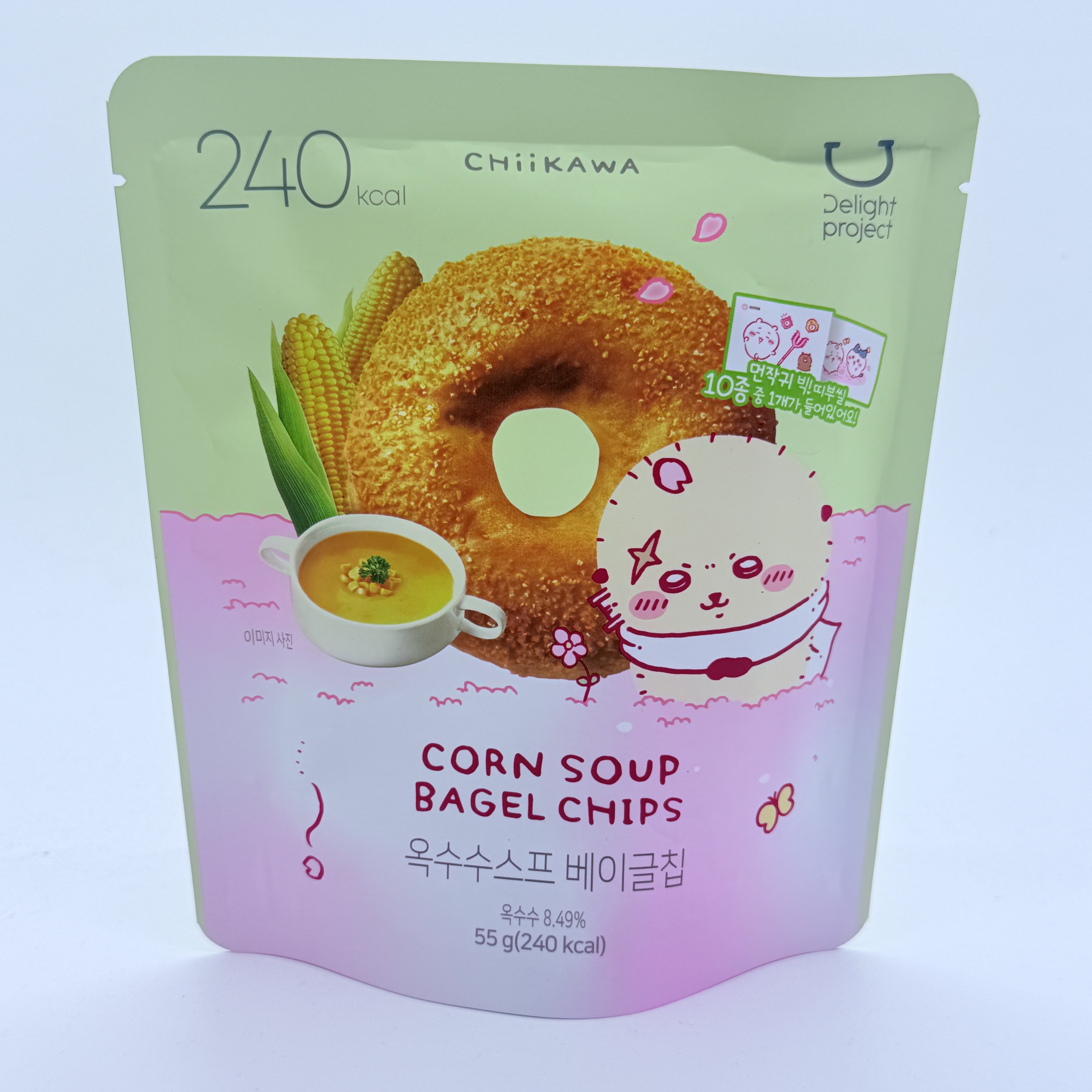 Olive Young No.1 Chiikawa  粟米濃湯 師傅低卡貝果脆片