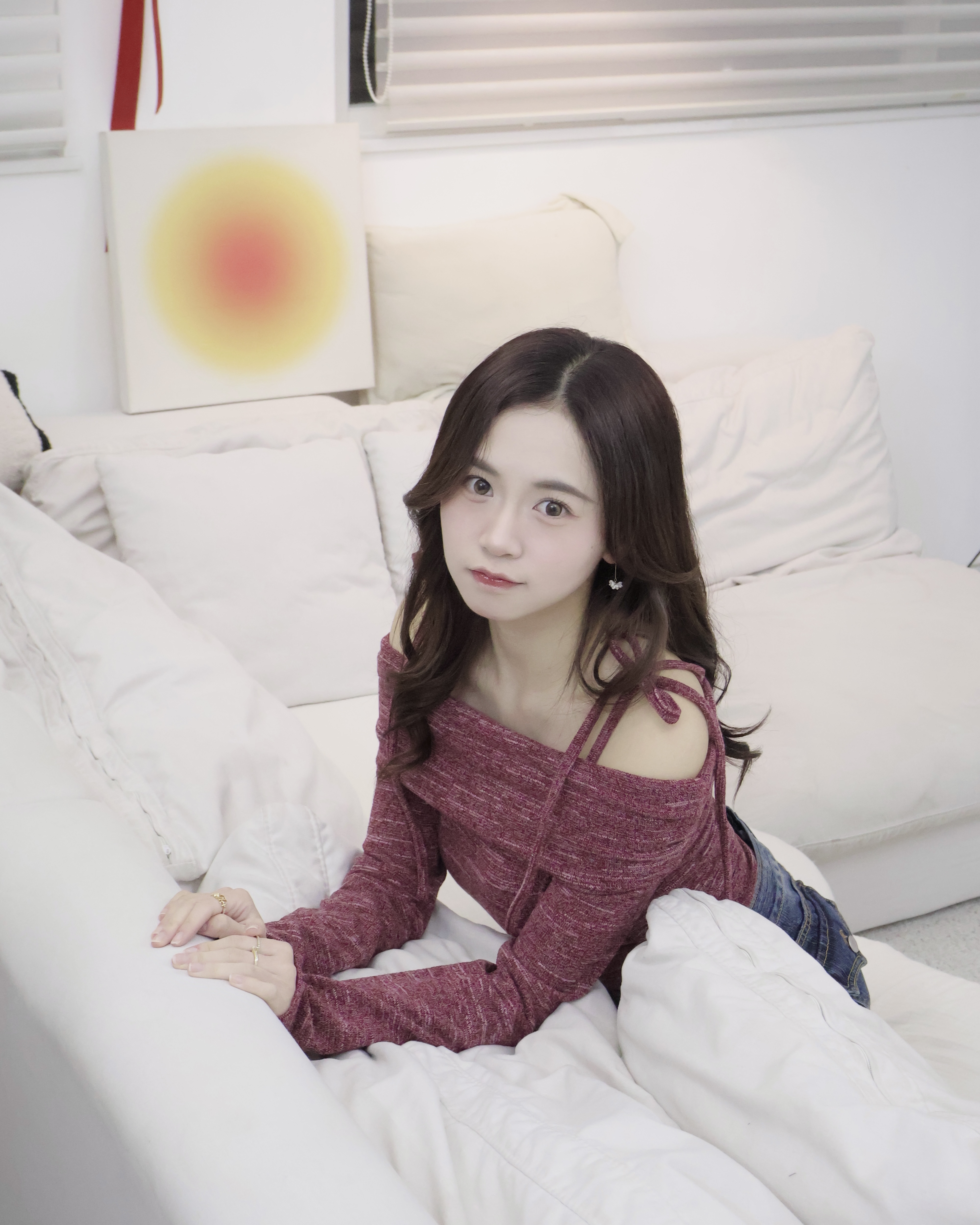 【 親身到韓搜羅🍒 | 元氣感滿滿❤️‍🩹混色間紋超加分⚆⚆ ˊ˗修身反領雙綁帶一字膊!🫧】 Double Ribbon Off Shoulder Top(四色入)