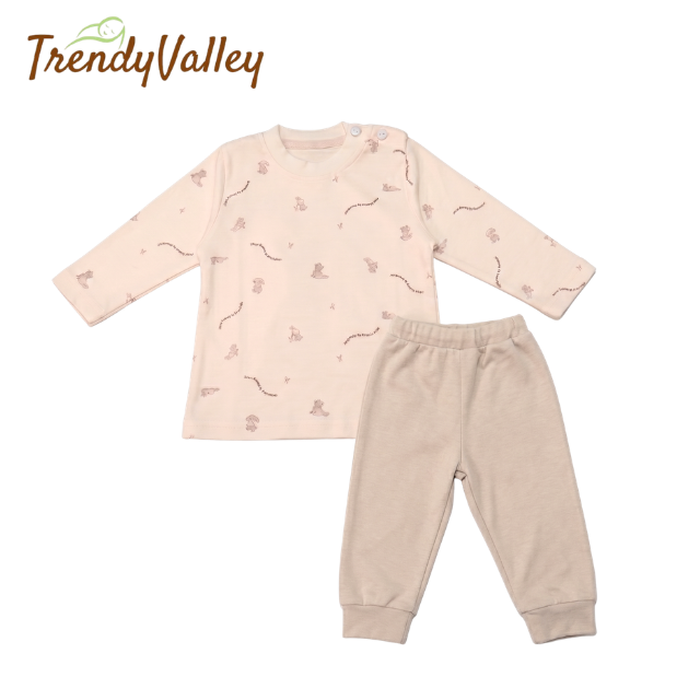 Organic Cotton Long Sleeve Long Pant Pyjamas (Printed Bunny)