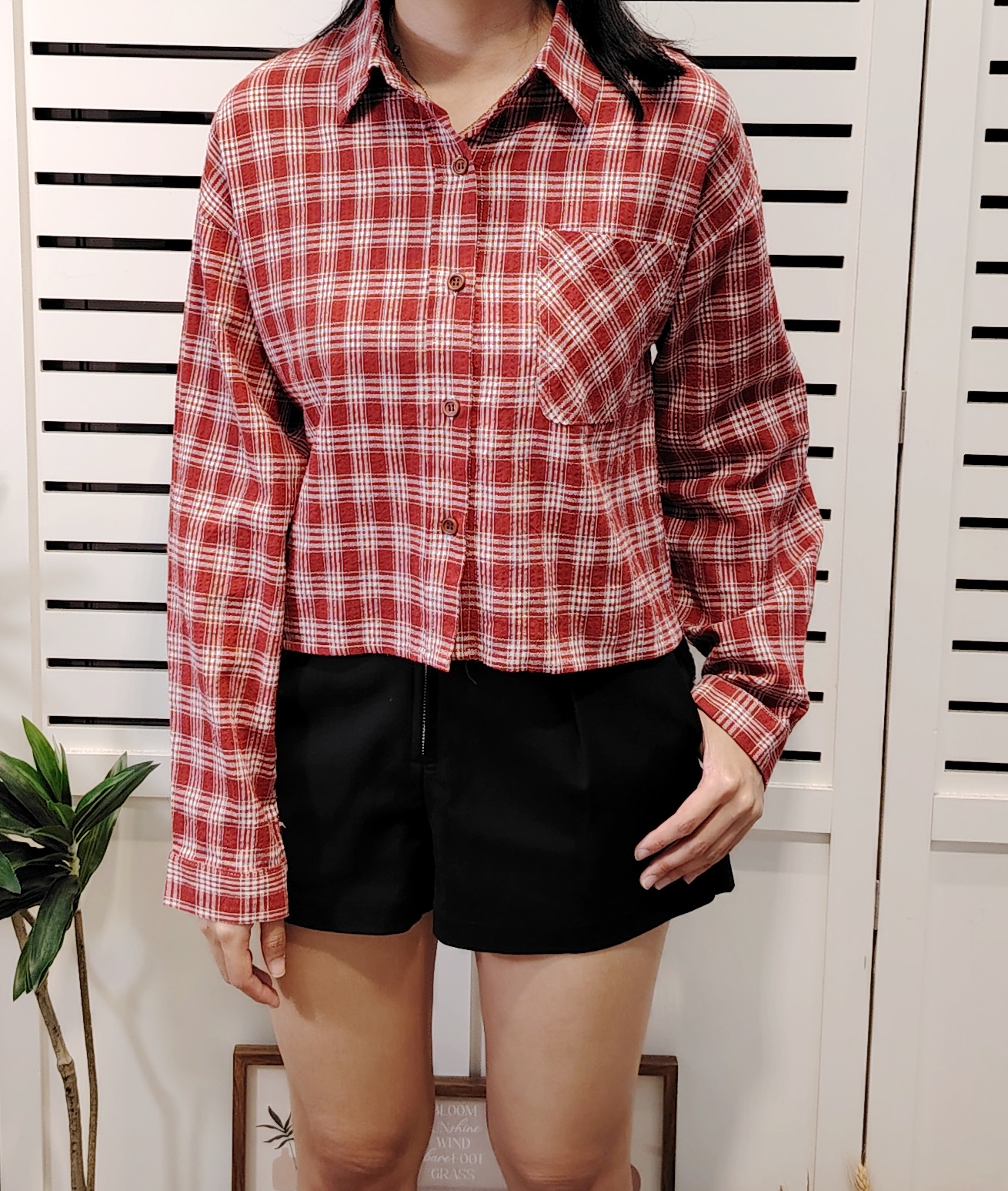 LY5028A Cotton Checked Collar Shirt