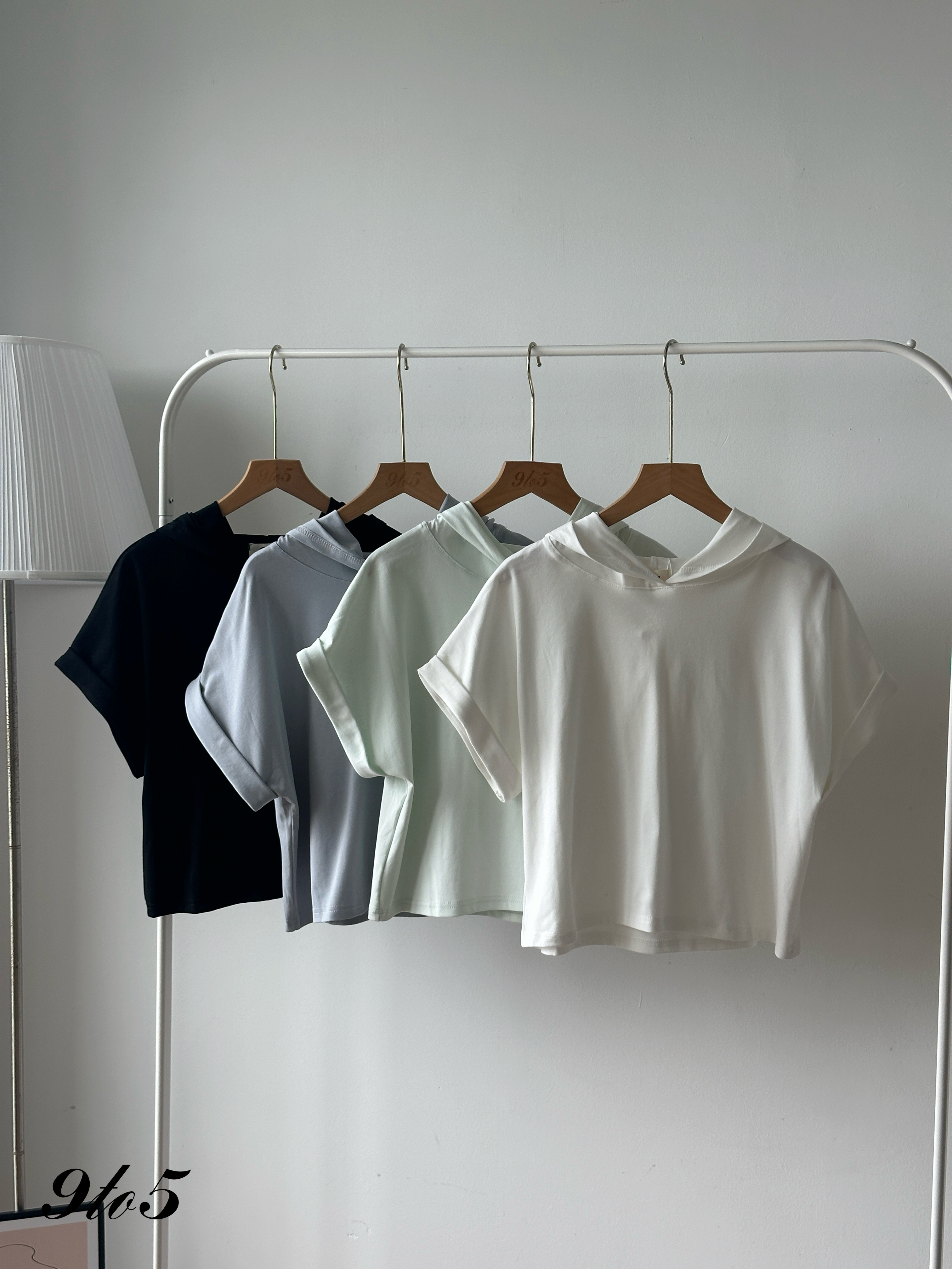 T4281 Short Sleeve Hoodie Top - 4 Colors 