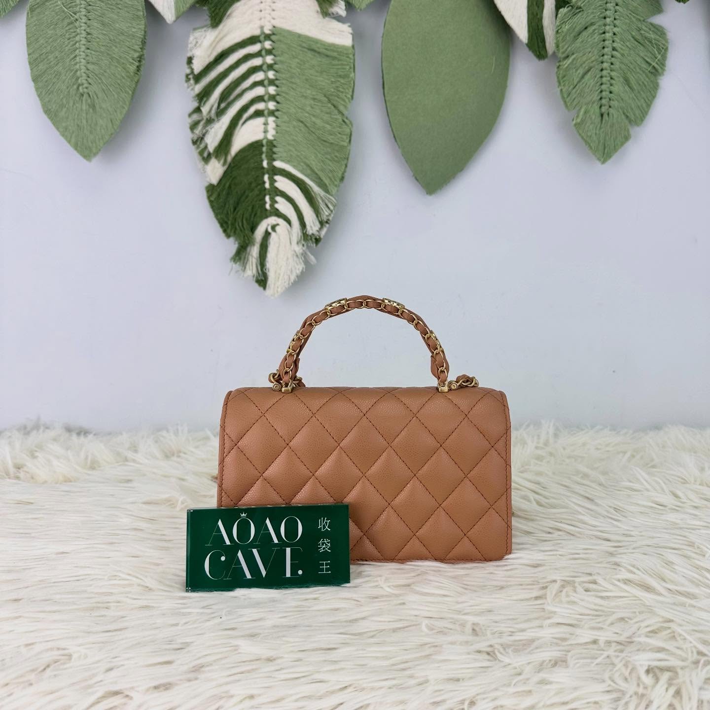 CHANEL🤍PRE OWNED 25b Handle 奶茶色 WOC 晶片款🤎