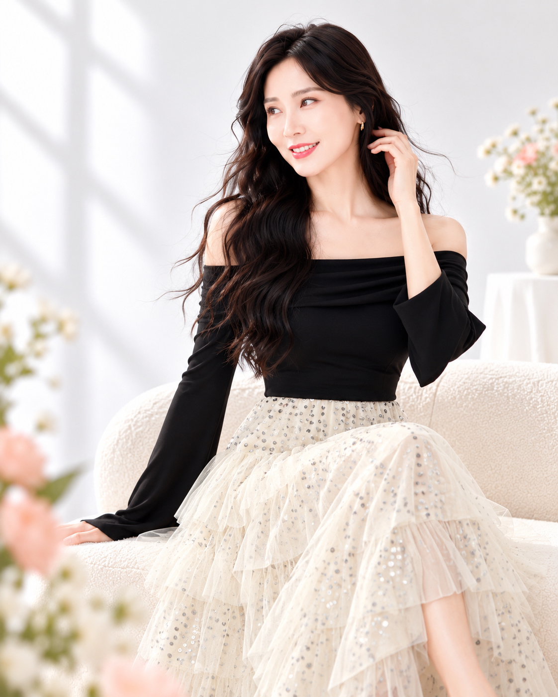 5176 Noir Enchantress Midi Dress
