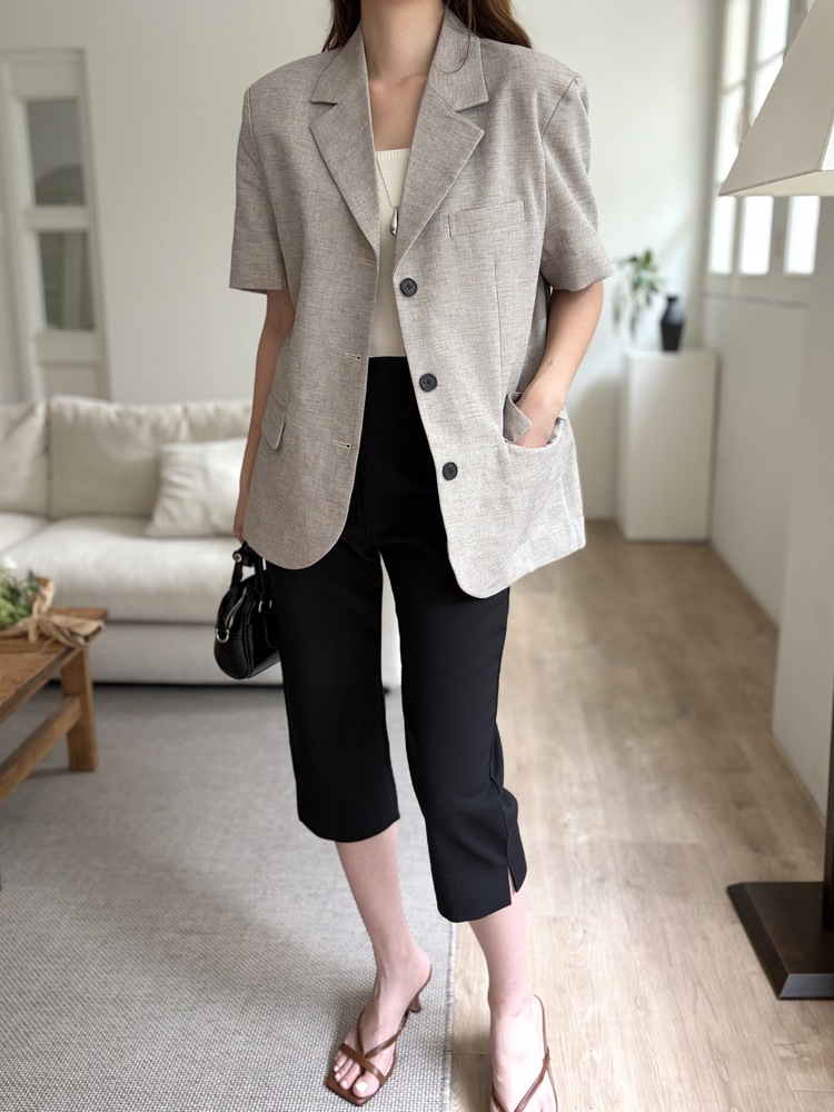 Side Slit Cropped Pants