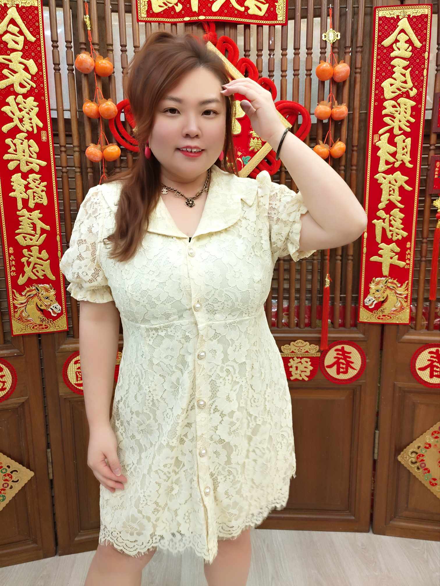 NJL12 TW#3506 复古领蕾丝款连衣裙