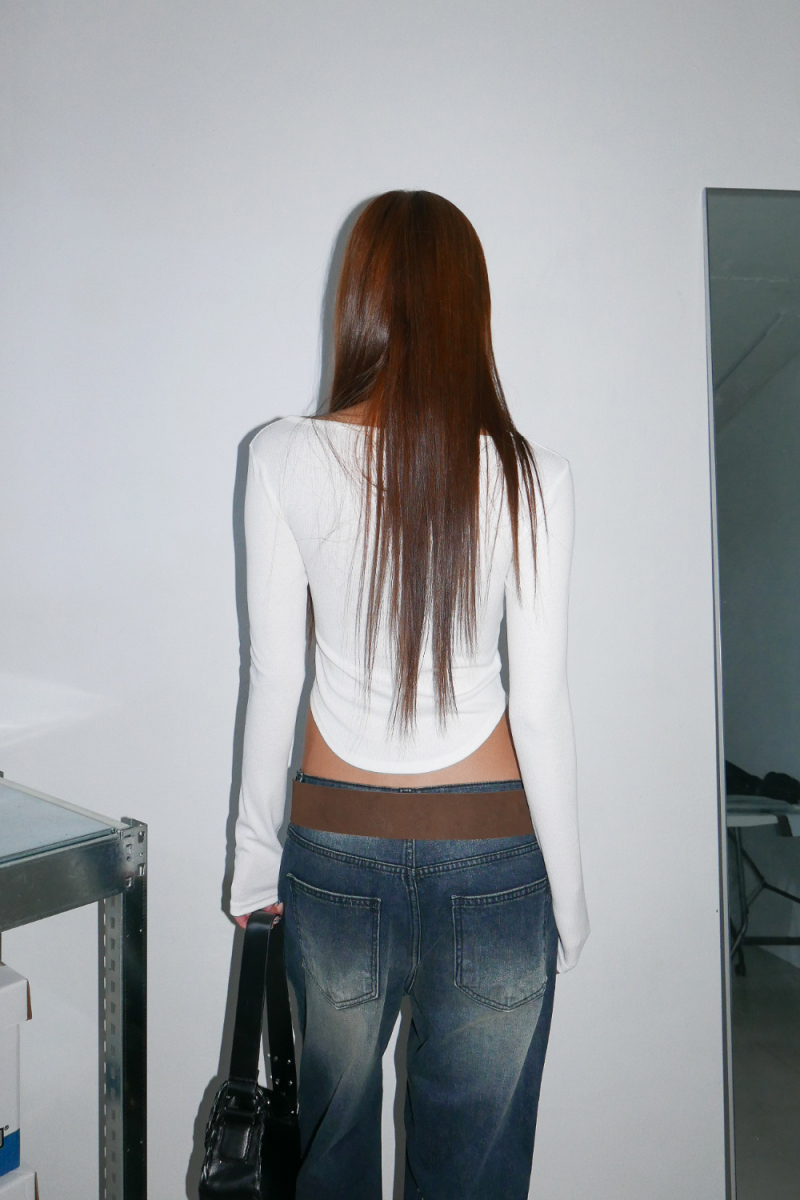 Square Neck Ruched Long Sleeve