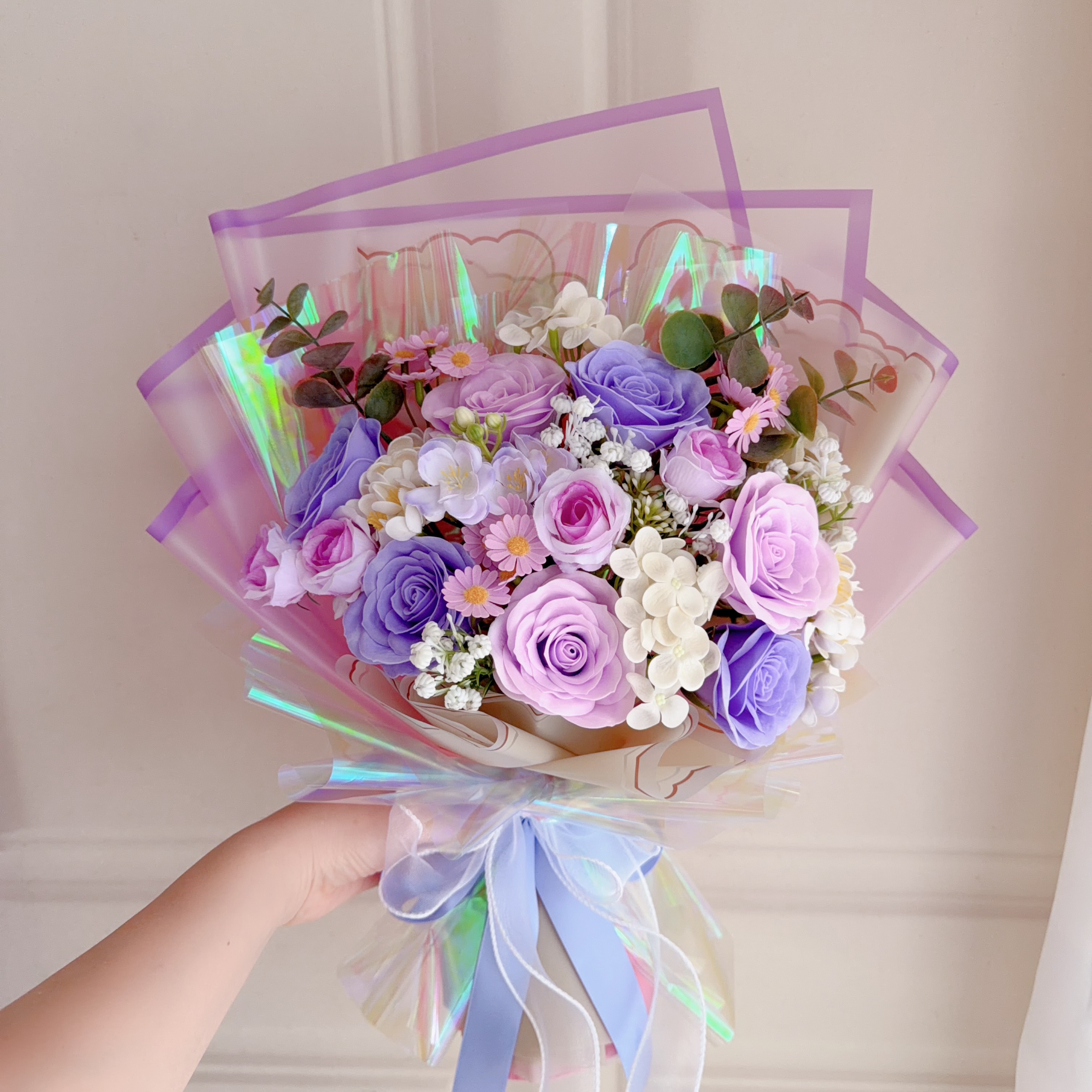 (現貨)香皂花紫玫瑰花束