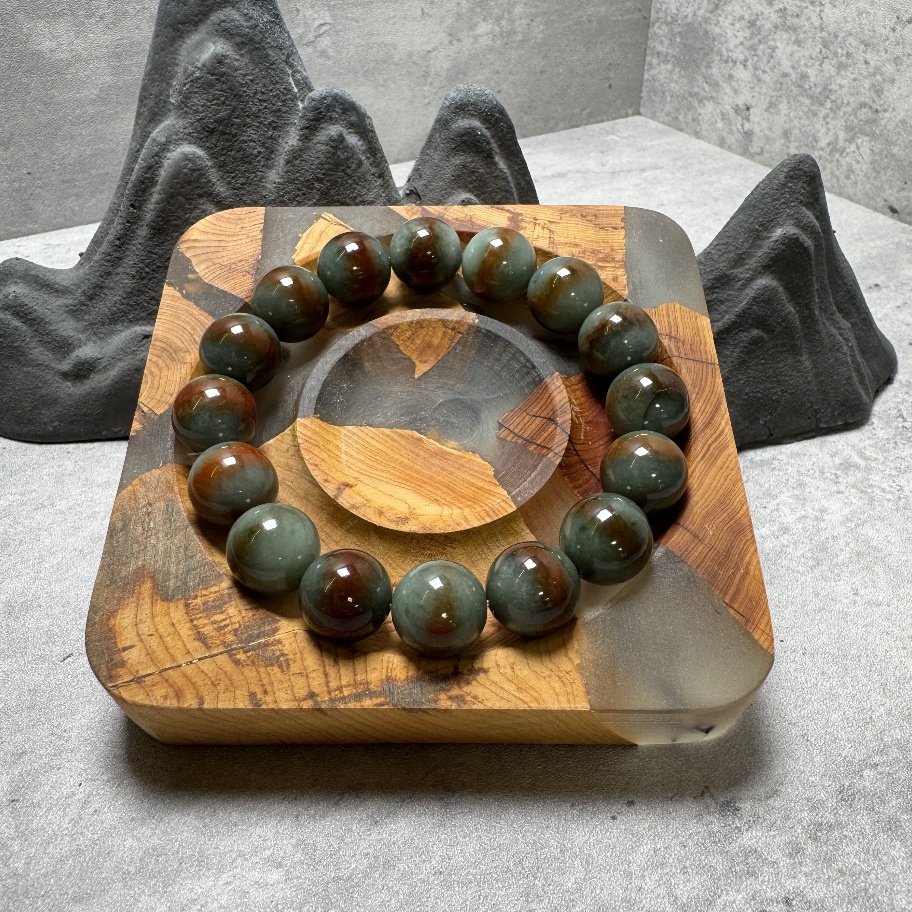 稀有自然紅翡油青種翡翠手串-531