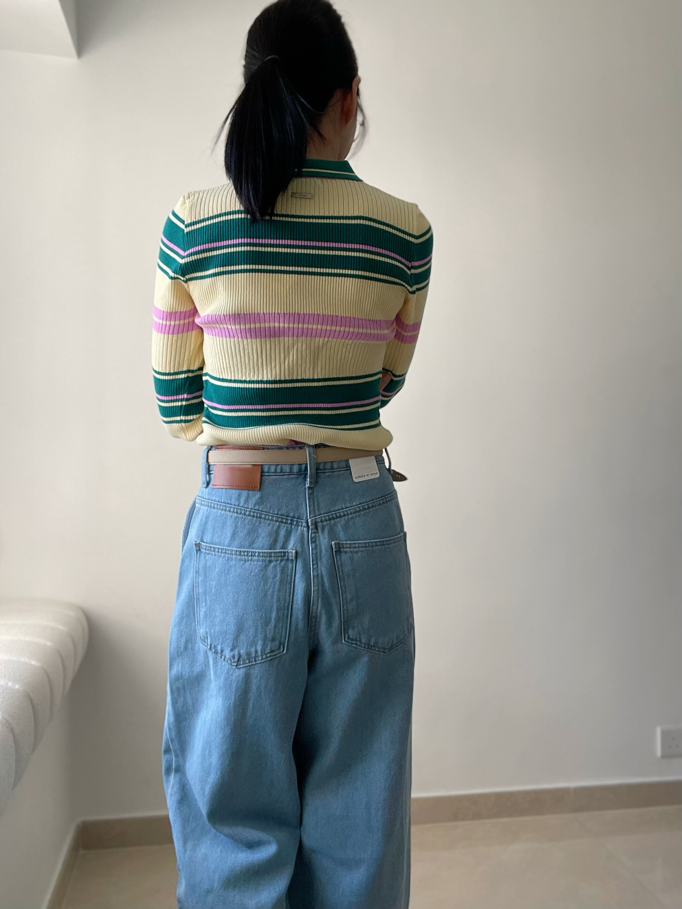 Stylish ruffle wide jeans 