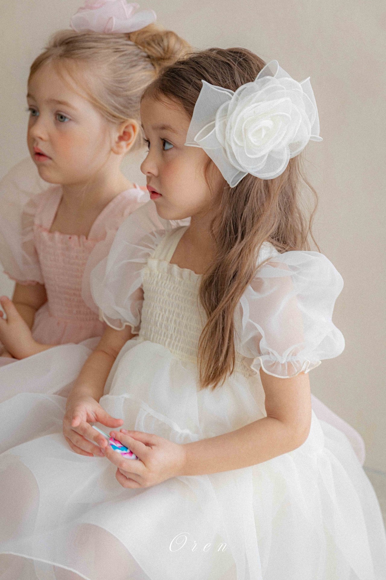 ☀️預訂 韓國直送☀️🇰🇷Oren兩色歐根紗泡泡袖包屁裙/連身裙