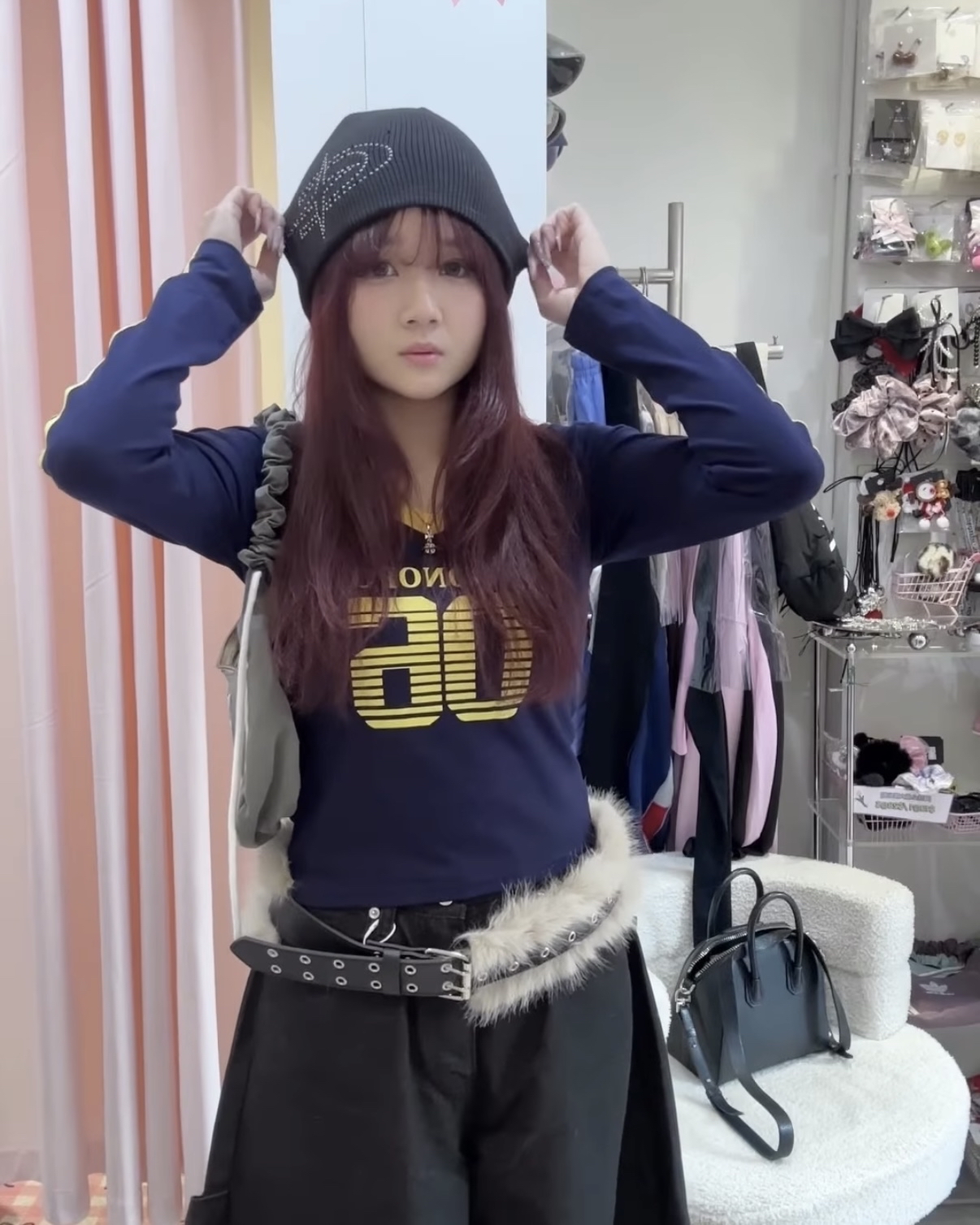 韓國Y2K貼石標誌冷帽