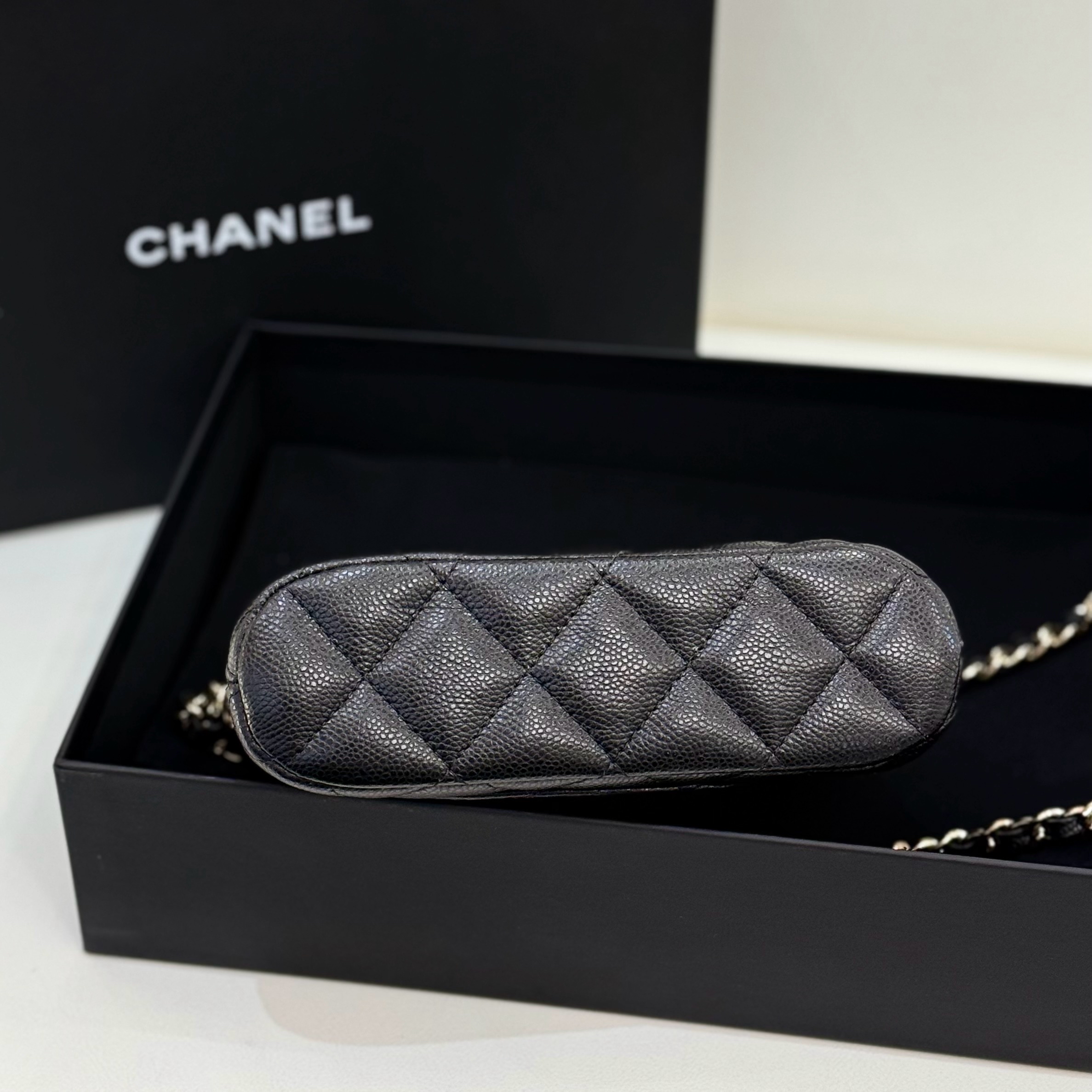 【預訂貨品】Full set👜芯片款 Chanel黑金荔枝牛皮mini貝殼包 