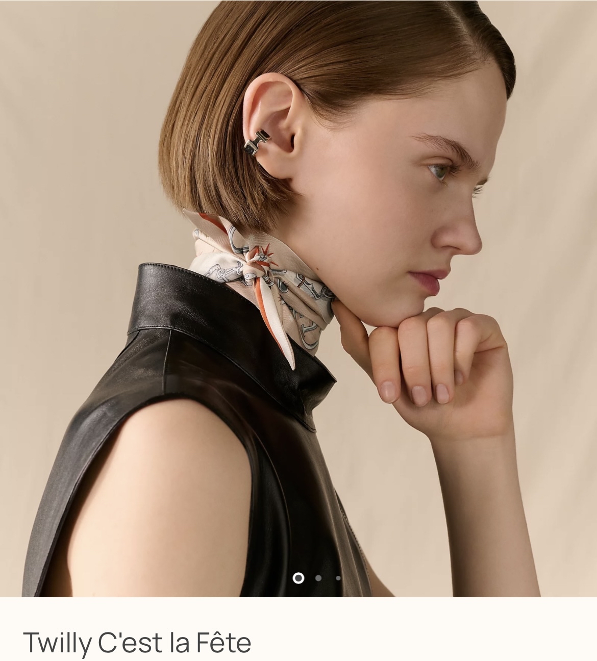 Hermes 全新🆕 100%絲 C'est la Fete 圖案 Twilly