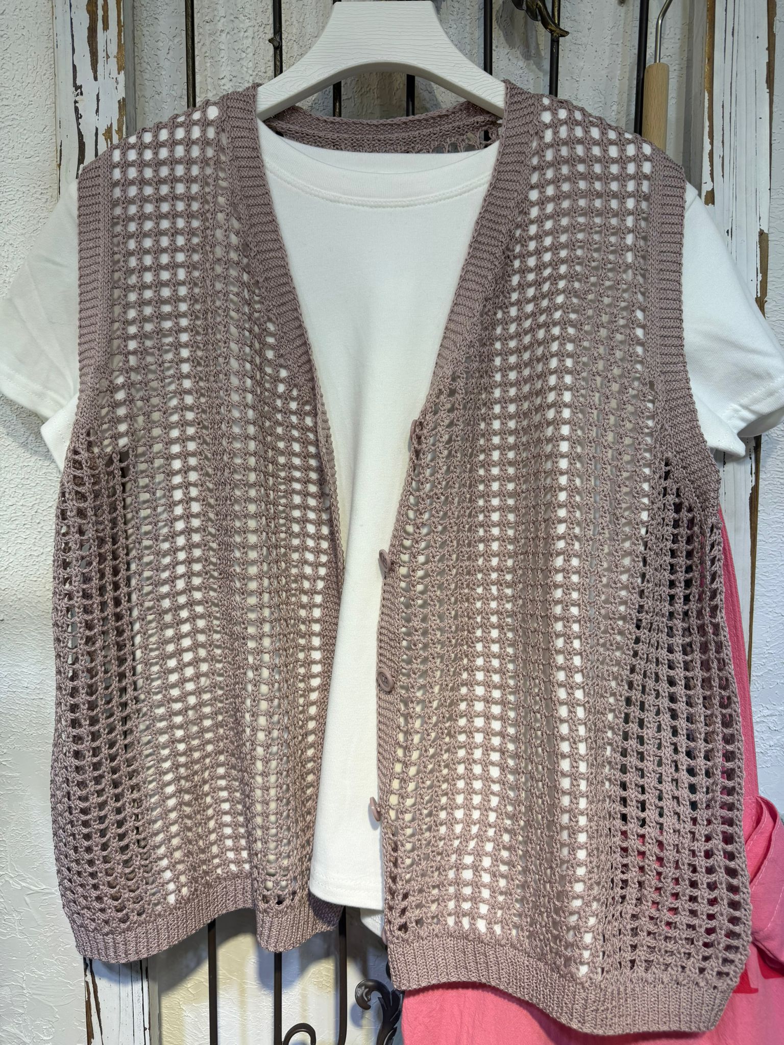 鏤空針織背心套set