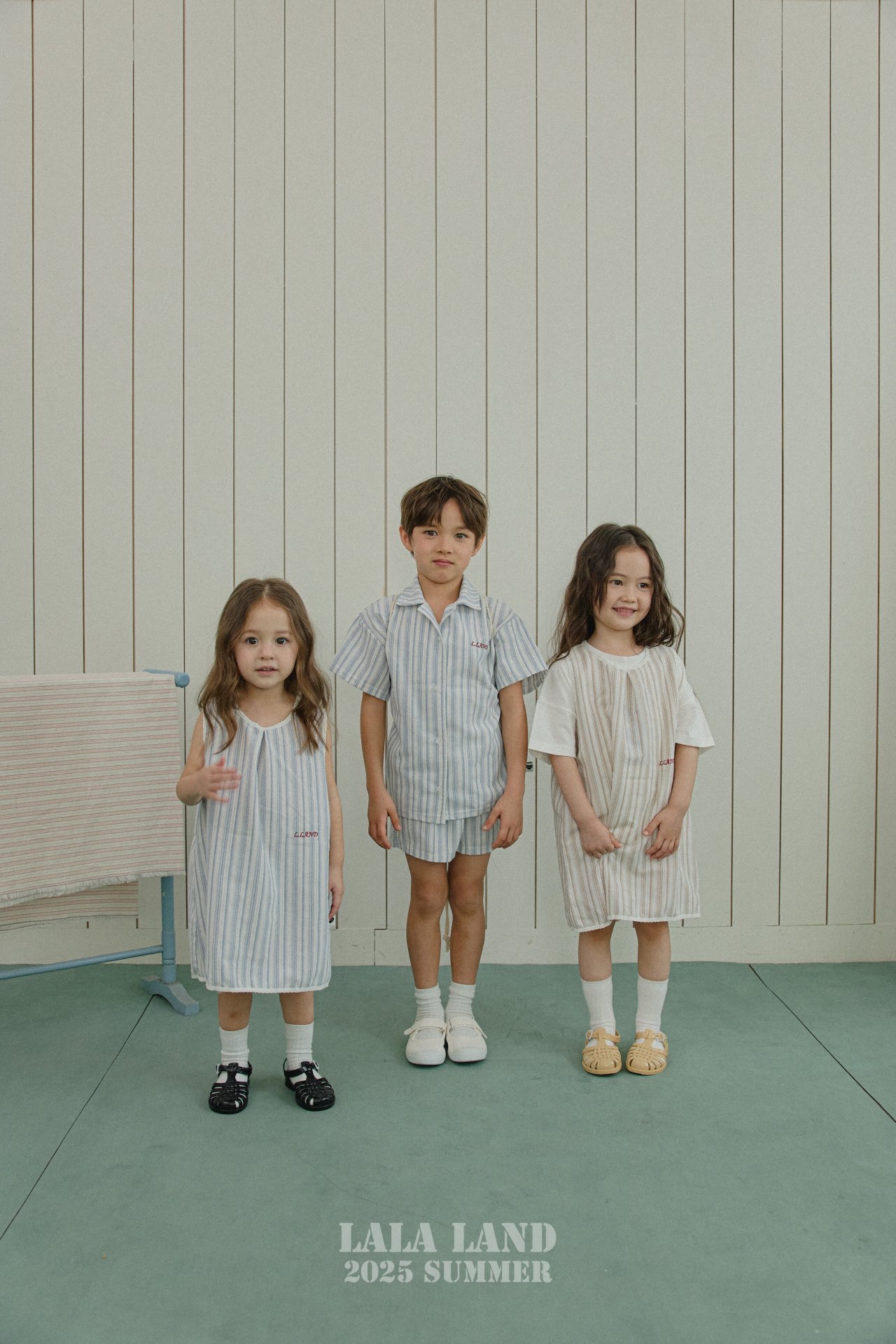 Lalaland | stripe ops with mom pants(Blue M95-105/Adult)