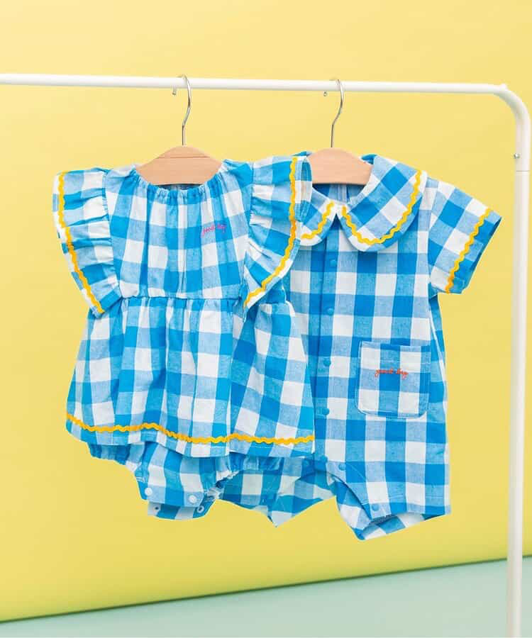 🇯🇵預訂 日本直送🇯🇵BREEZE 兩波浪荷葉邊格紋條紋短袖包屁裙