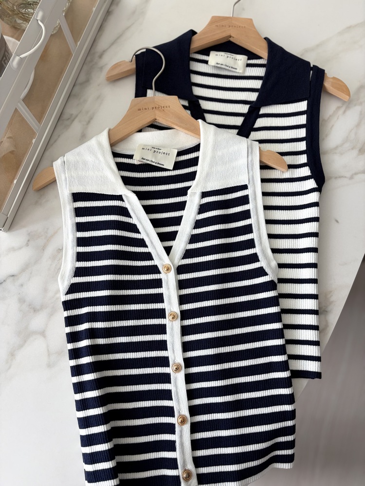 The Effortless Stripe Vest (Navy)