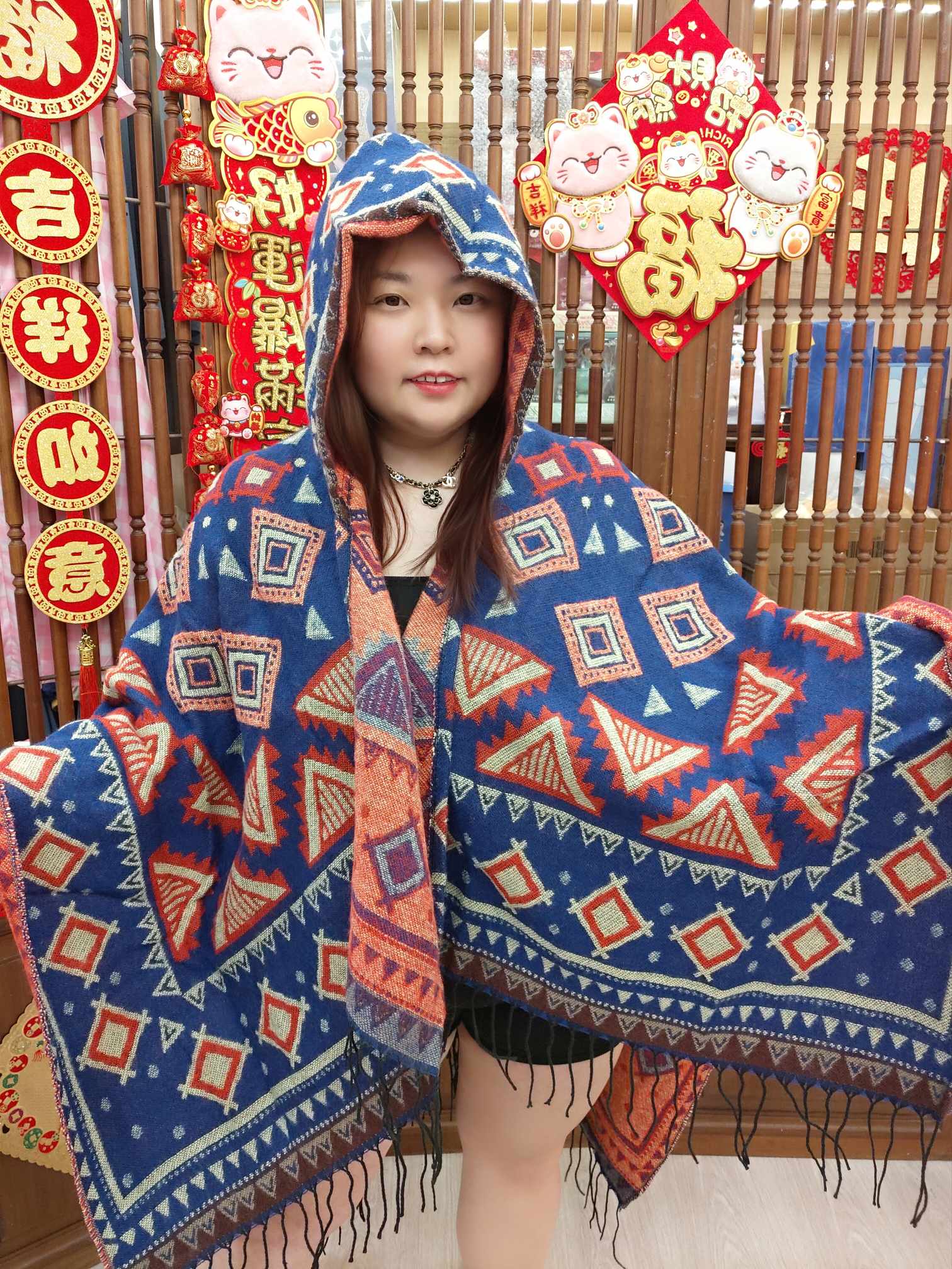 NBA40 拼图案连帽围巾