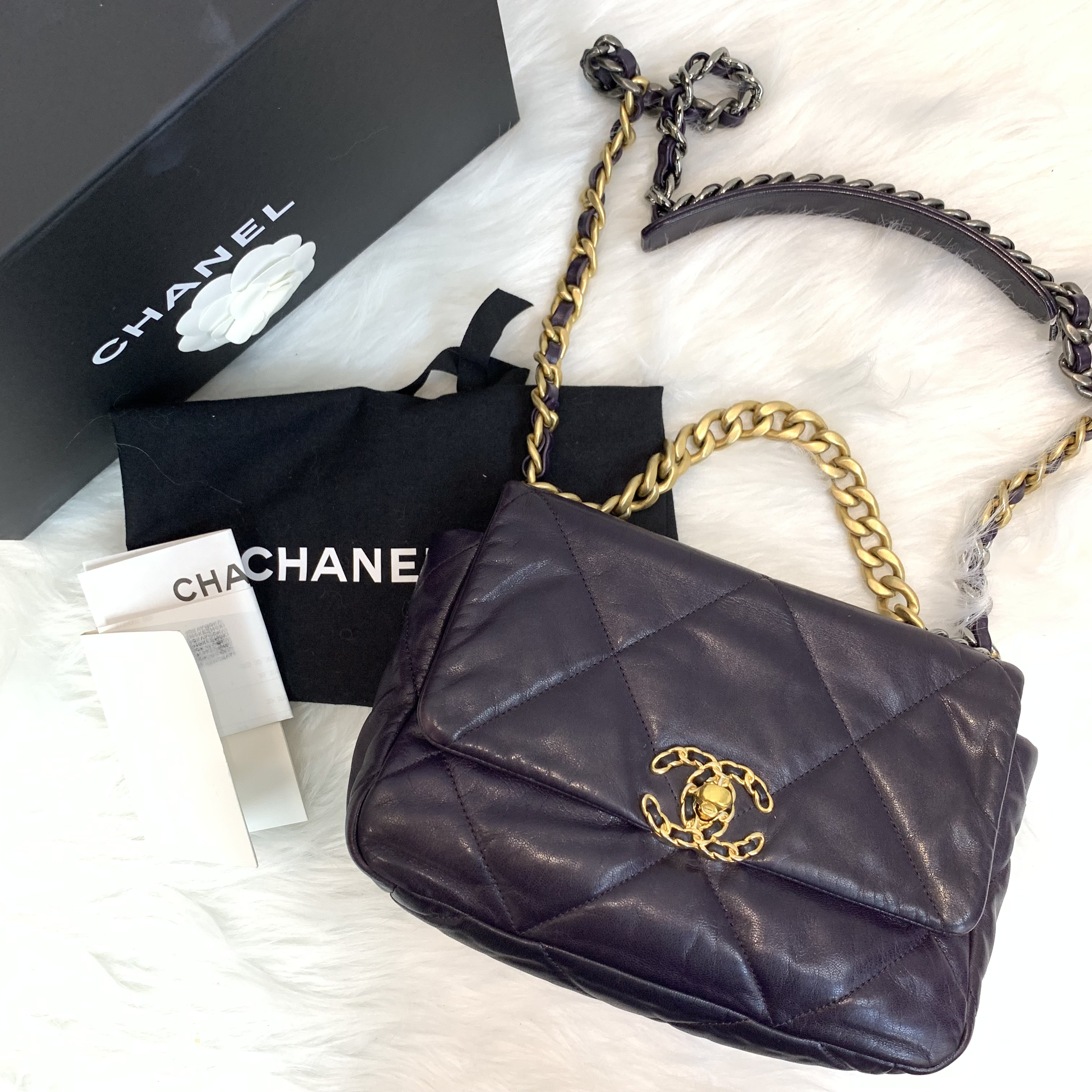 紫色控💜Full set Chanel19bag 罕有深紫色系列