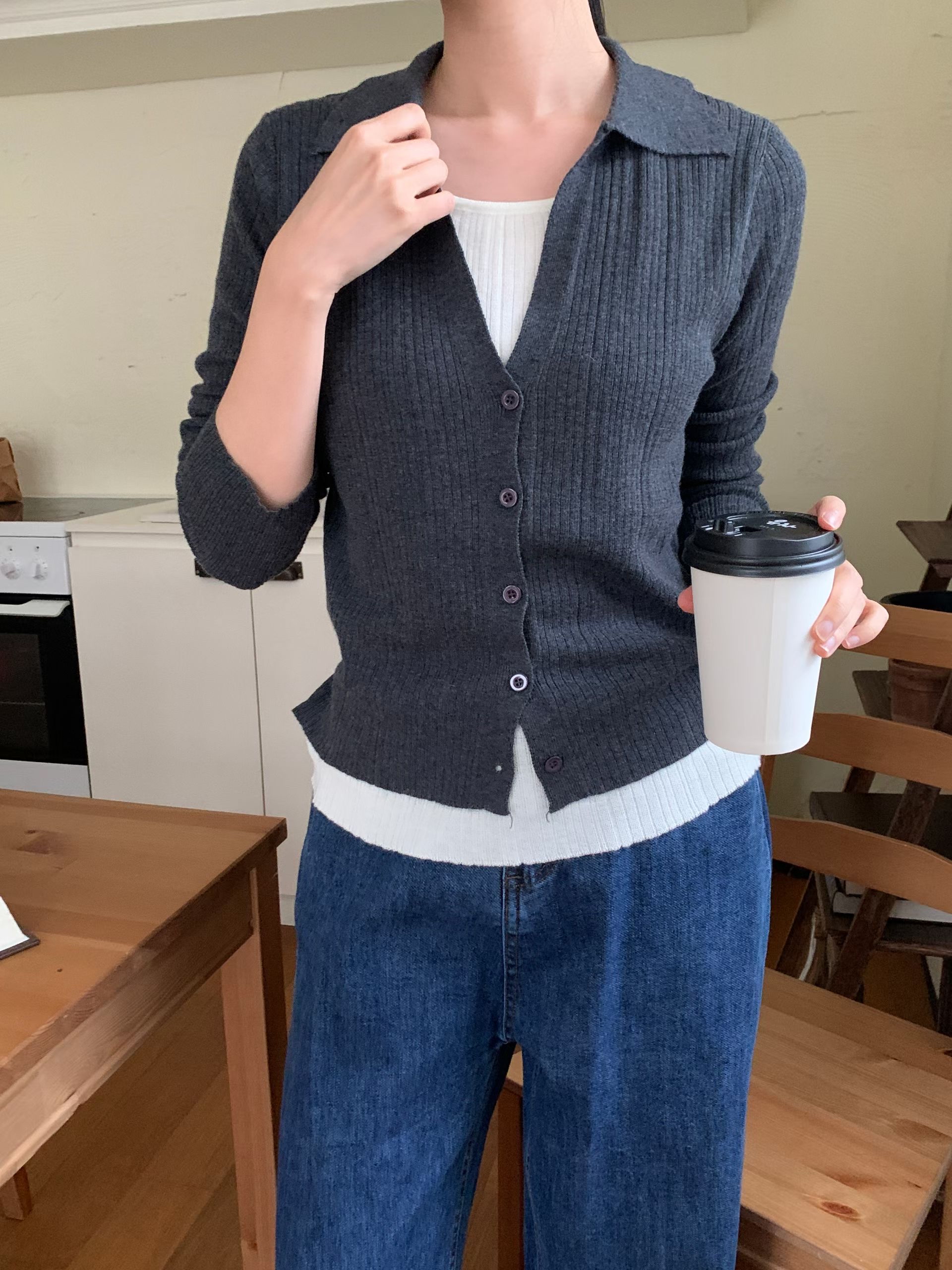 假2件開胸薄針織