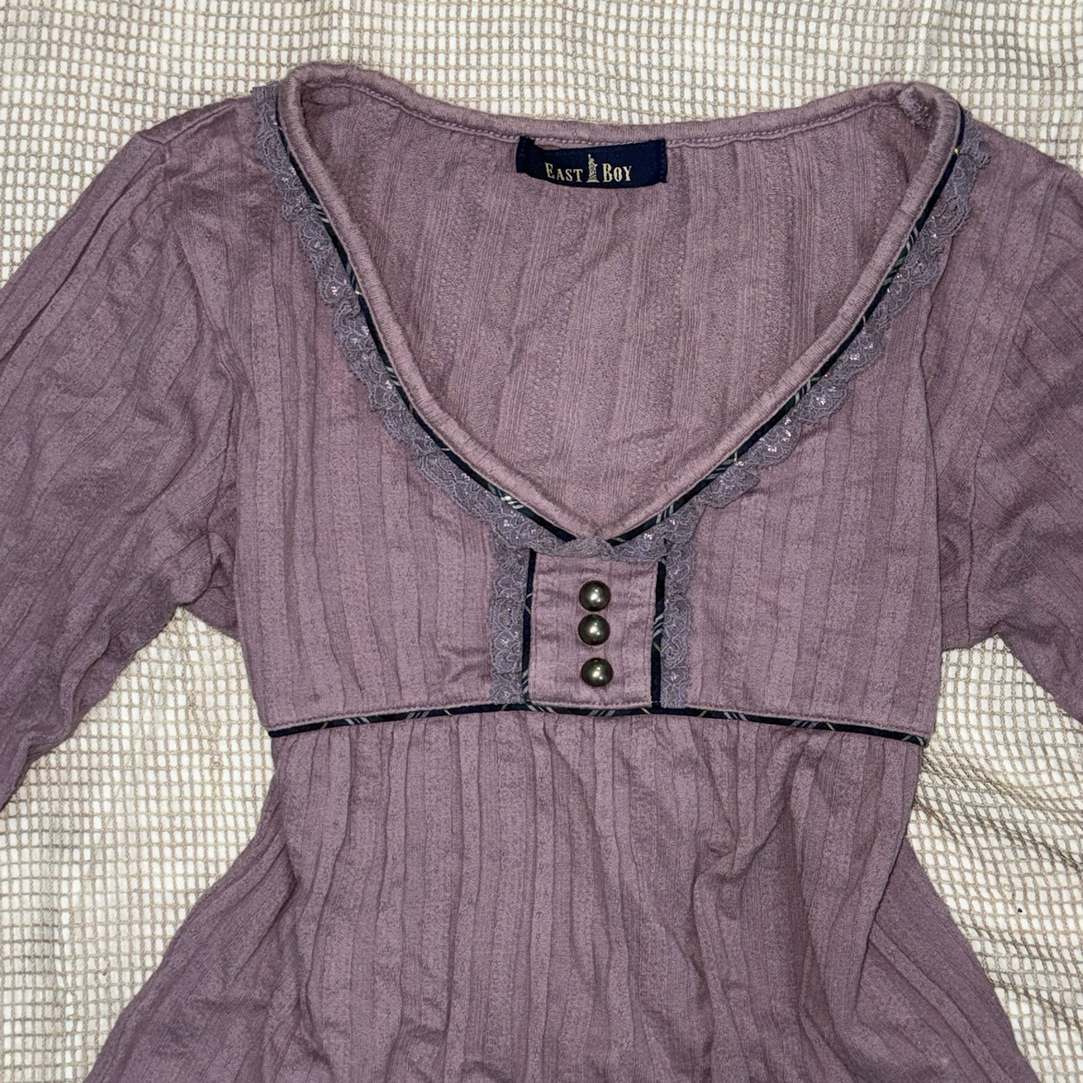 Lace Trim Henley Babydoll Top