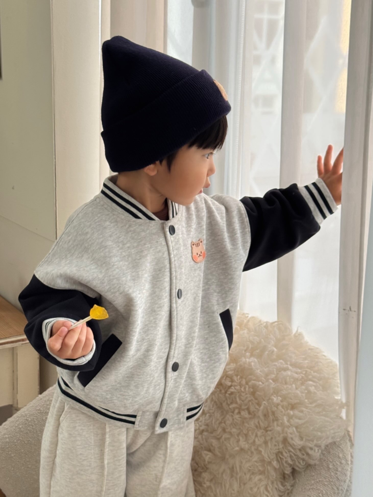 DOTTODOT 奶萌學院風系列-拼色棒球服外套
