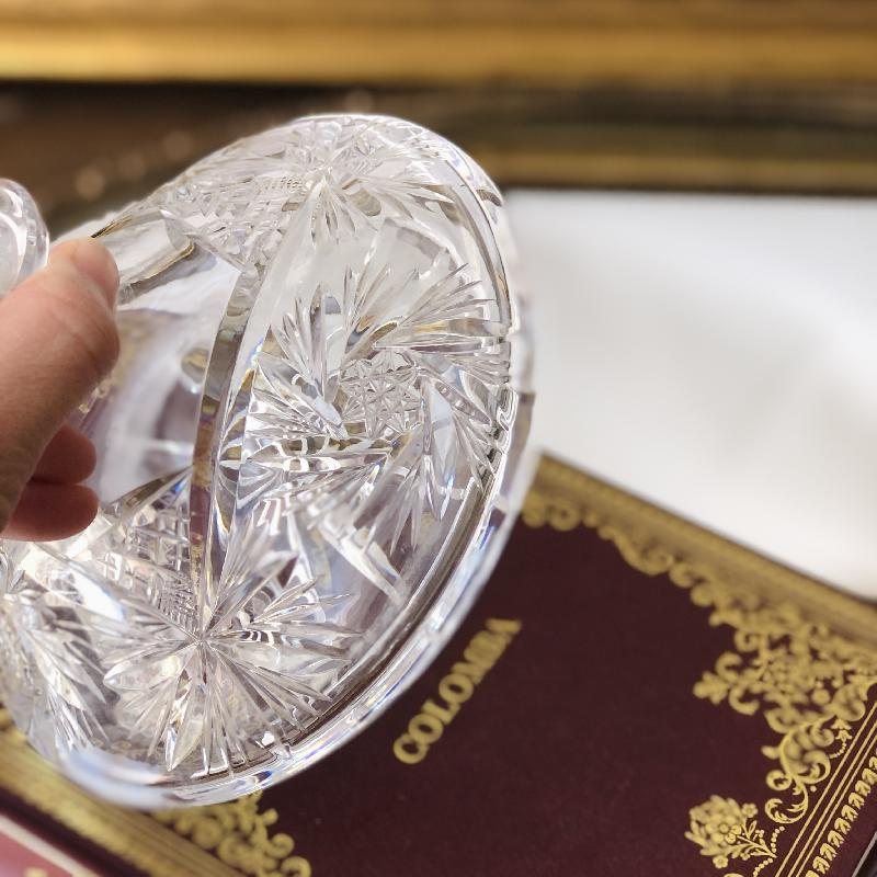 Vintage Midcentury C.a. 1960s Hand-Wheeled Pattern Vanity Crystal Perfume Bottle (MT570)