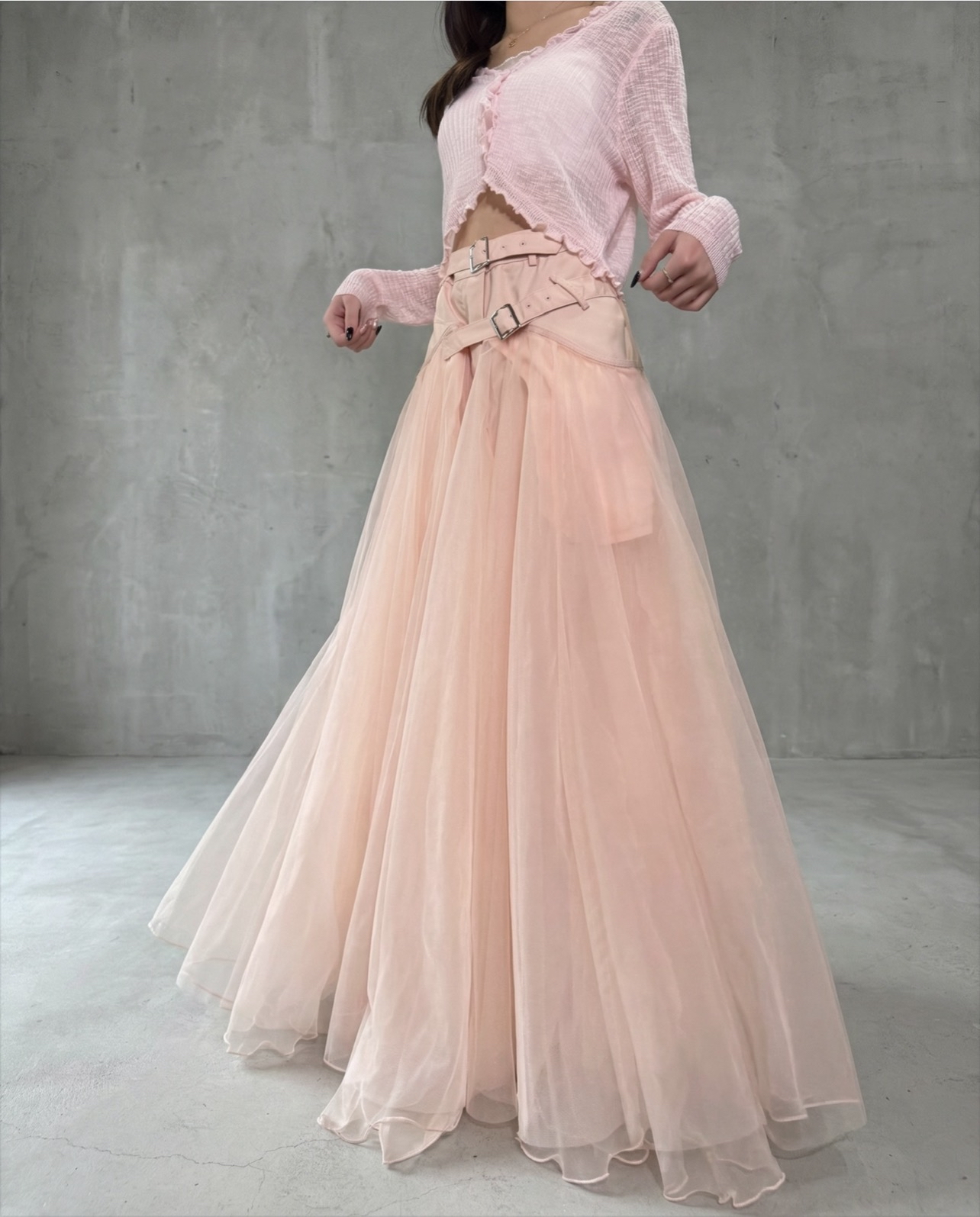 柯根紗腰帶半身裙