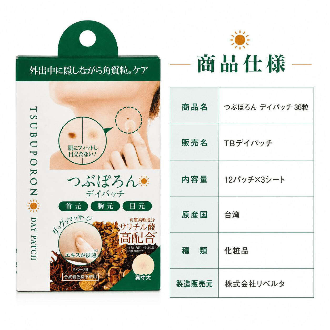 日本直送 Liberta Tsubuporon 角質粒 脂肪粒 修護隱形貼 (36枚入) 