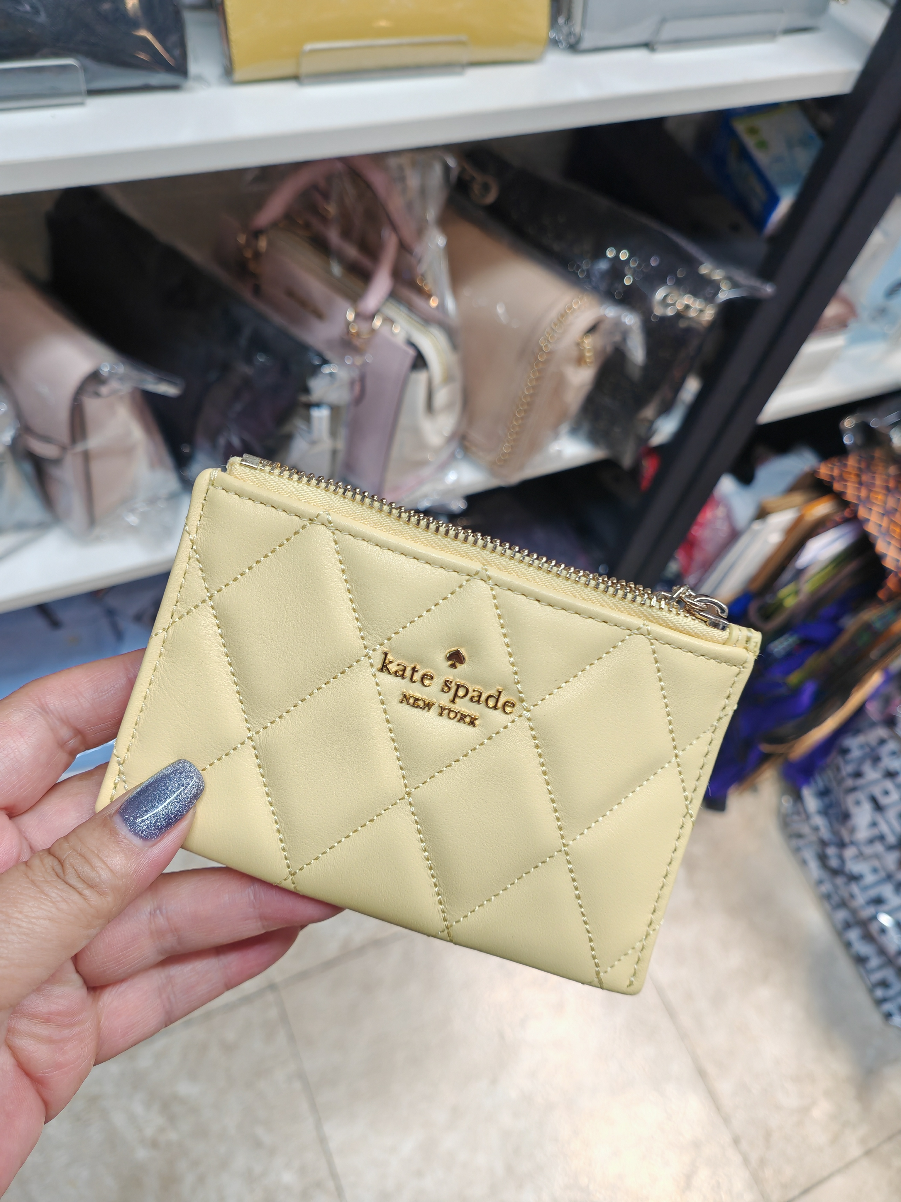 香港現貨-Kate Spade smooth Quilted small card holder 