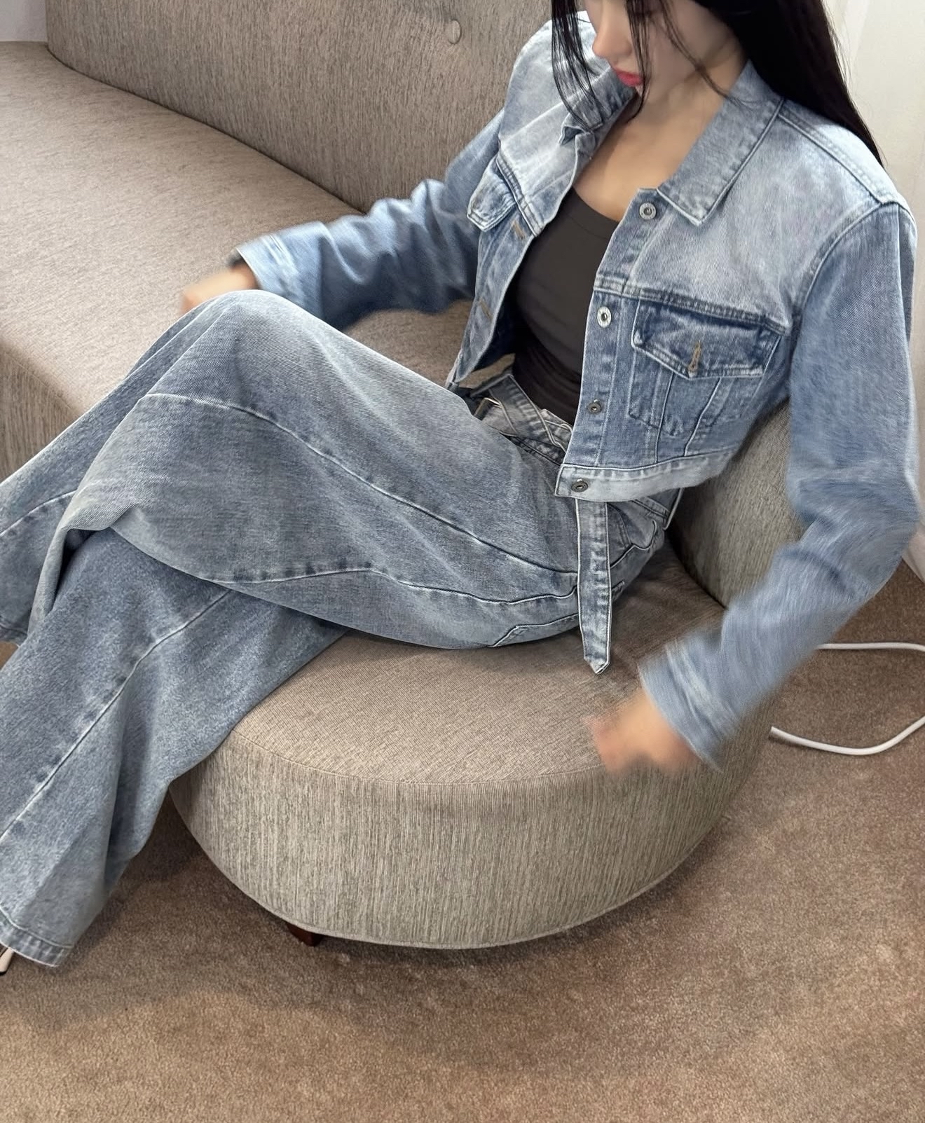 B01 後扣漸變色洗水牛仔外套