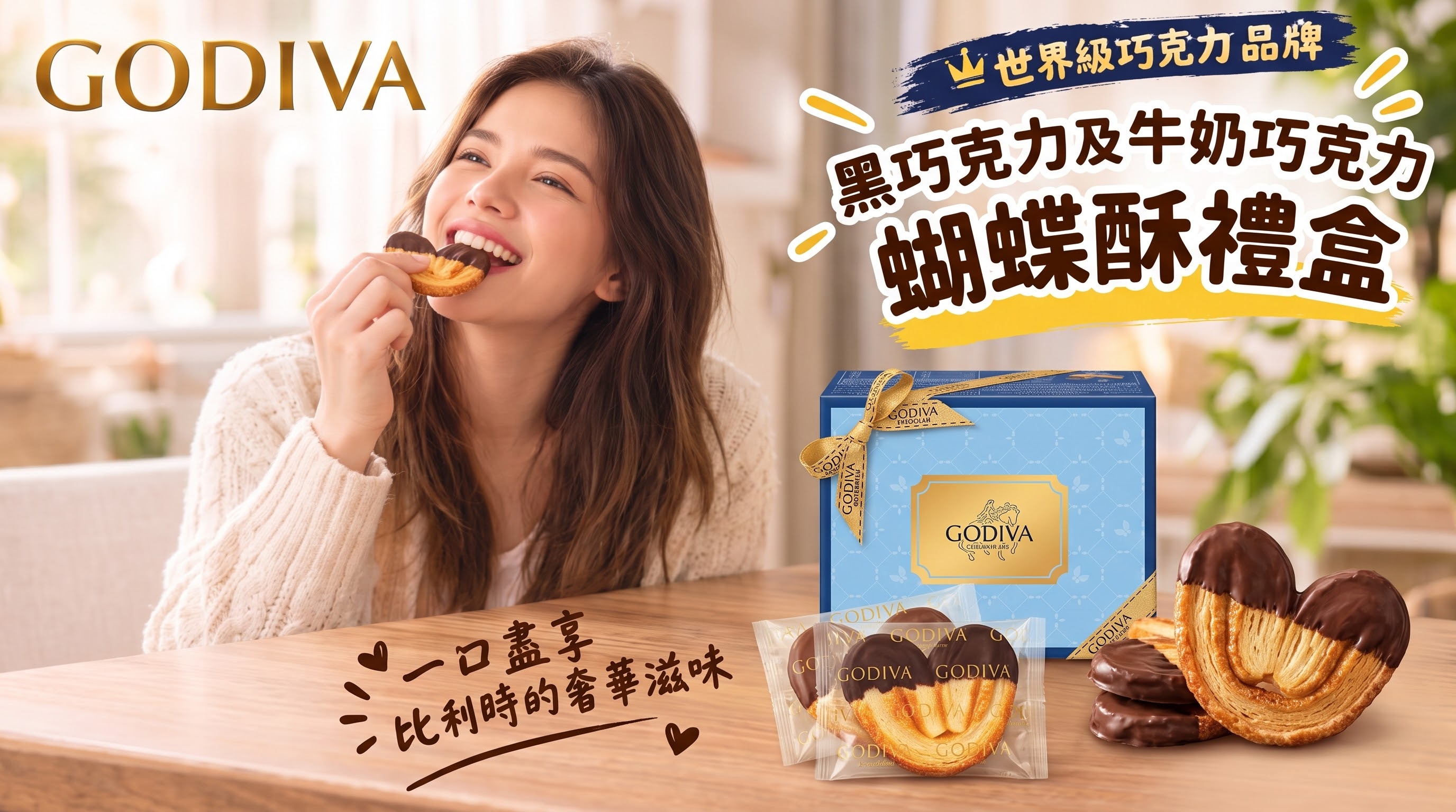 GODIVA 黑／牛奶巧克力蝴蝶酥禮盒