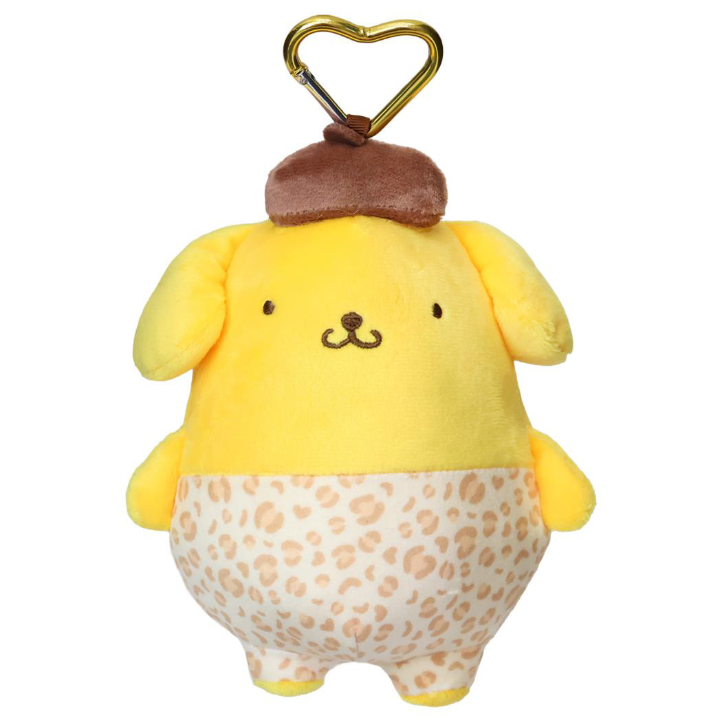 現貨｜Sanrio Pompompurin 布甸狗 豹紋泳衣系列 日版 吊飾 毛公仔收納袋 連心形扣 (PN-LP06)