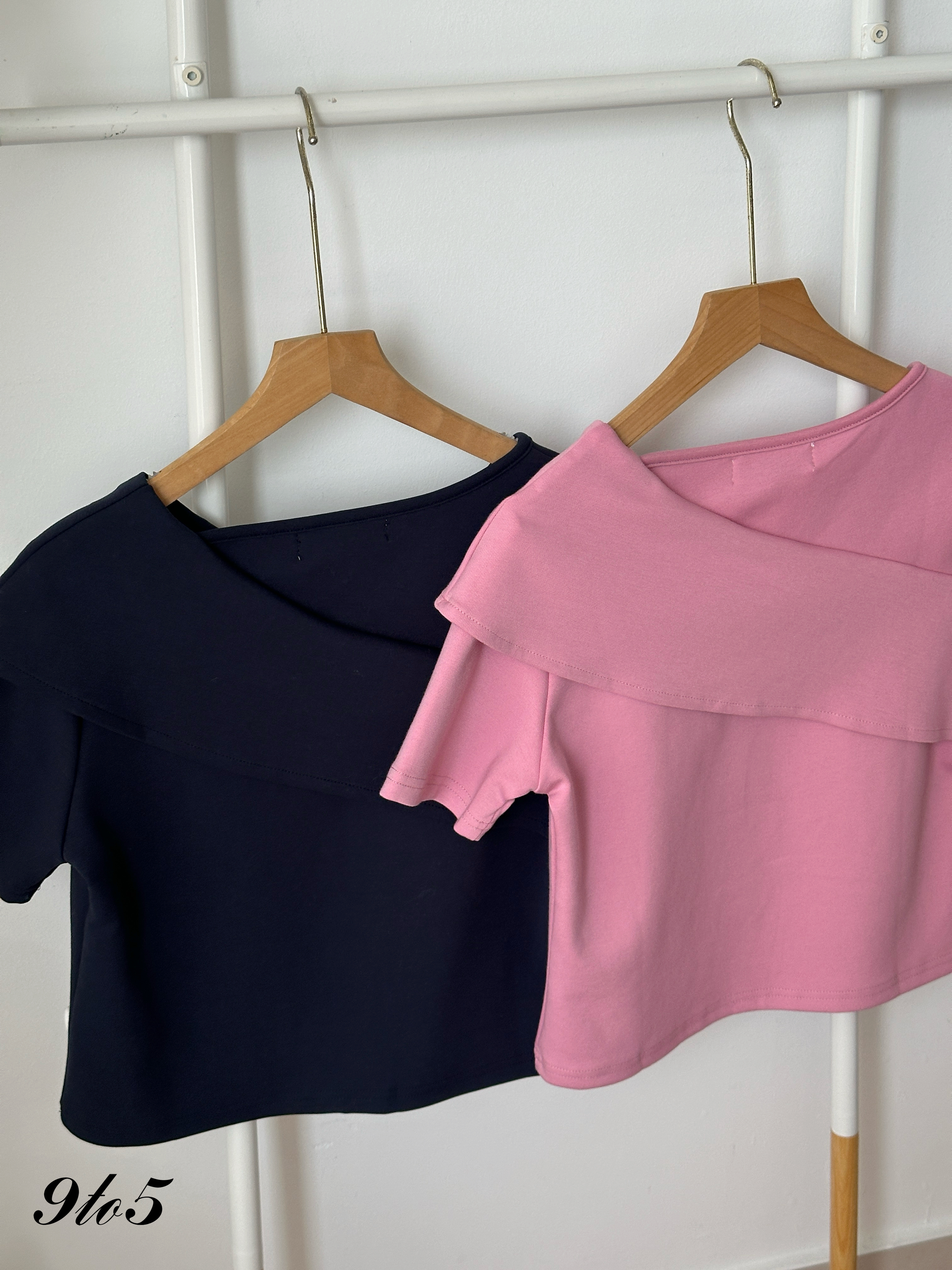T4387 Short Sleeve Draped Neck Top - 3 Colors 