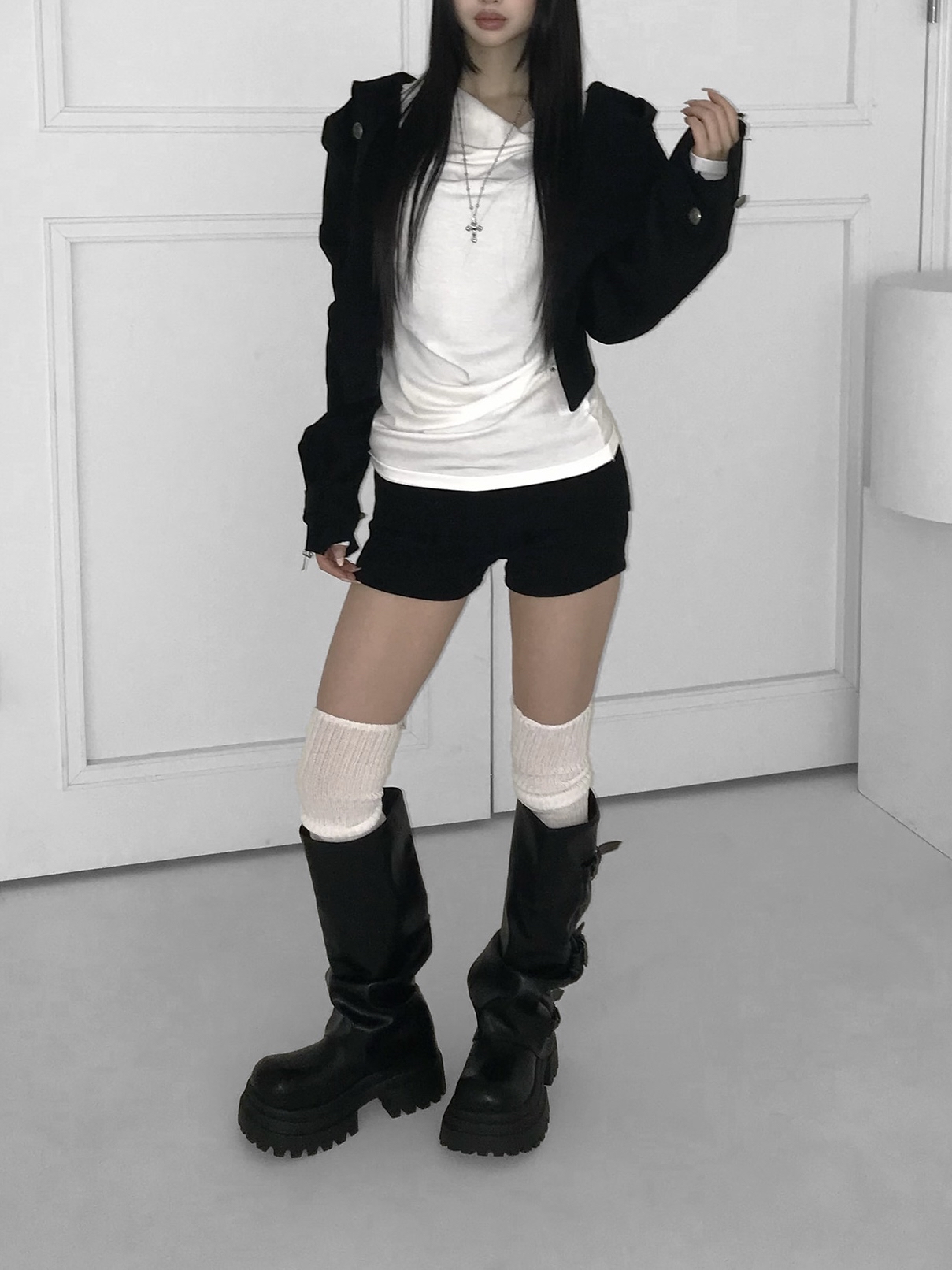 Knit Foldover Waist Mini Shorts