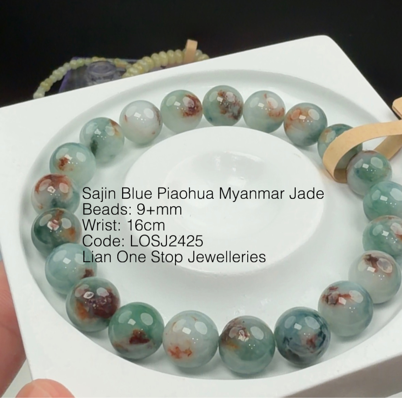 Code: LOSJ2425 Sajin Blue Piaohua Myanmar Jade 9+mm 
