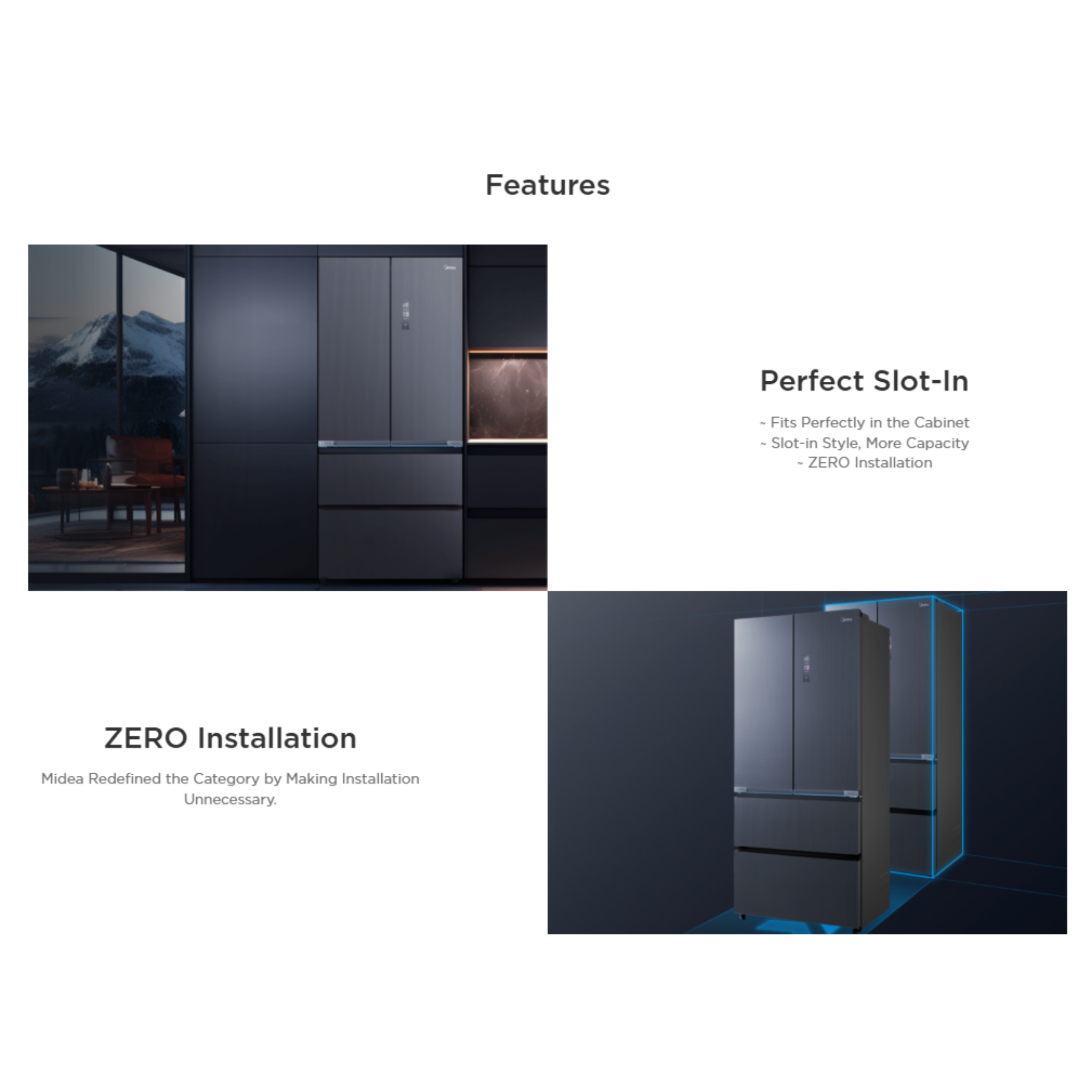 Midea Refrigerator 4-Door/535L Diamond Shodow Grey MDRF706BIE70Y