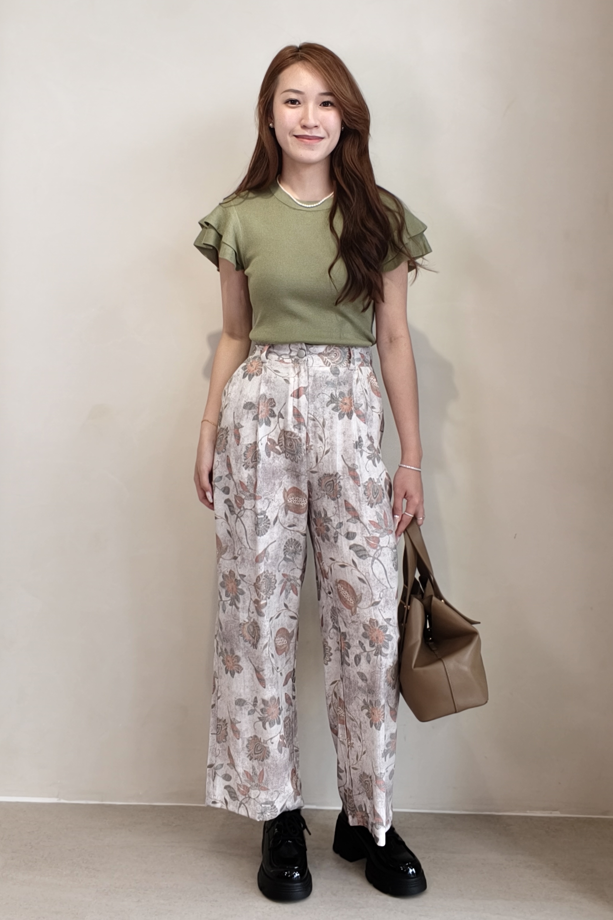 974 Olive Grace Ruffle Sleeve Knit Top