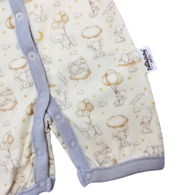 Trendyvalley Organic Cotton Short Sleeve Short Pant Baby Romper (ELE BALLOON)