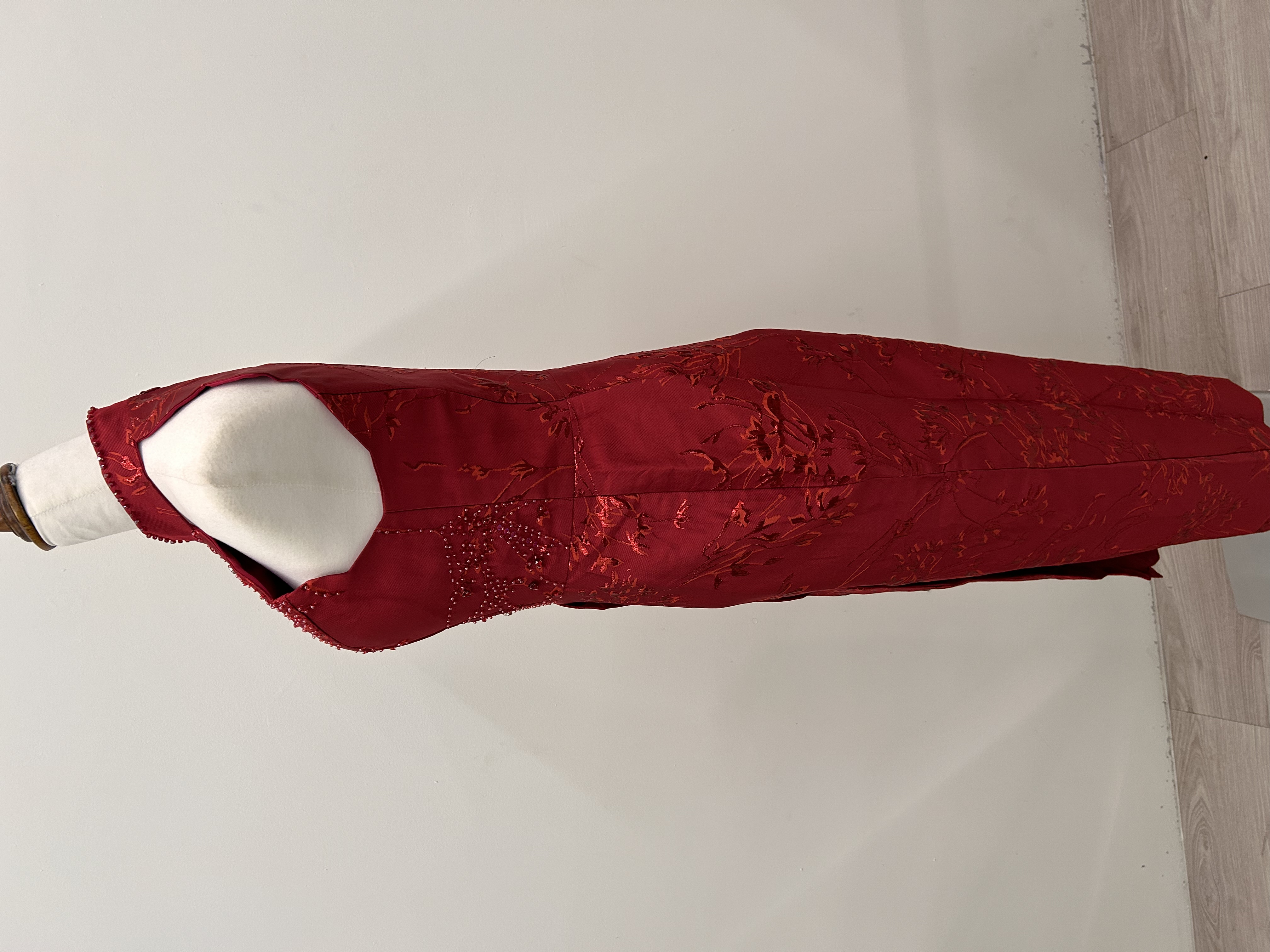 571.WB Beaded Jacquard Halter Neck Qipao