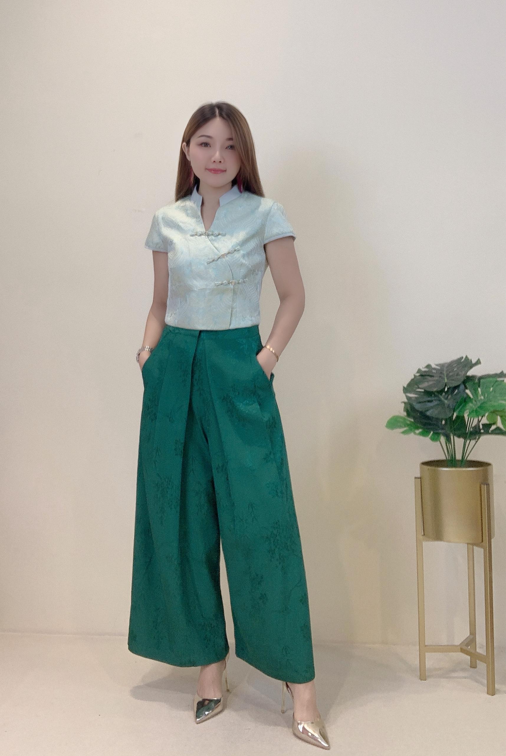 提花旗袍上衣 2617