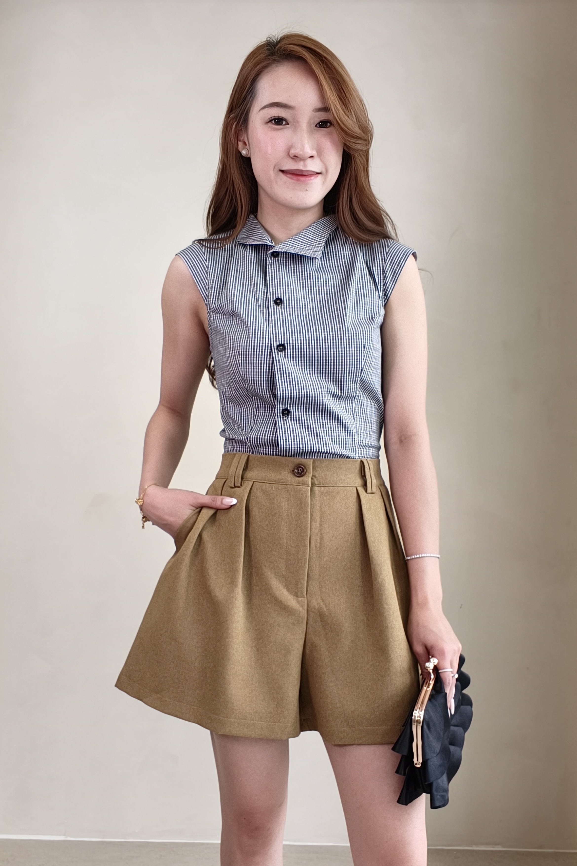 CB2756 Elise Mandarin Collar Sleeveless Blouse