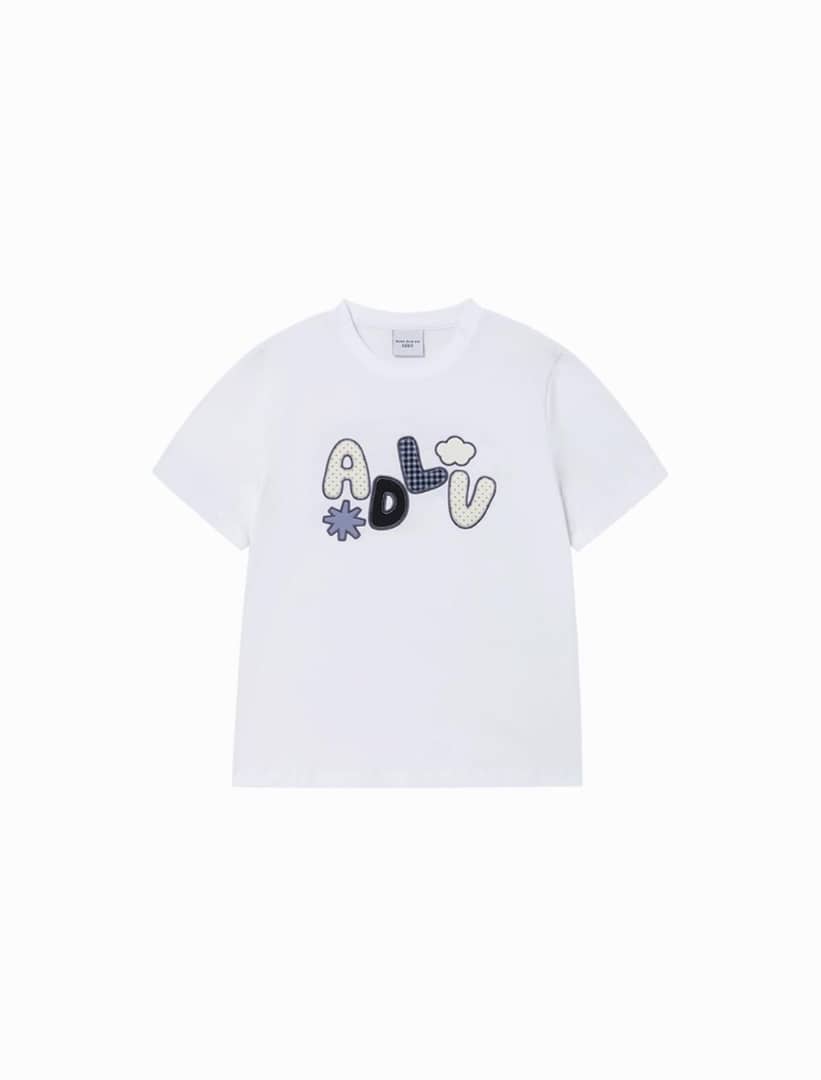AD74 ADLV: Woman ADLV Applique Logo Short Sleeve T-Shirt- WHITE (2026)